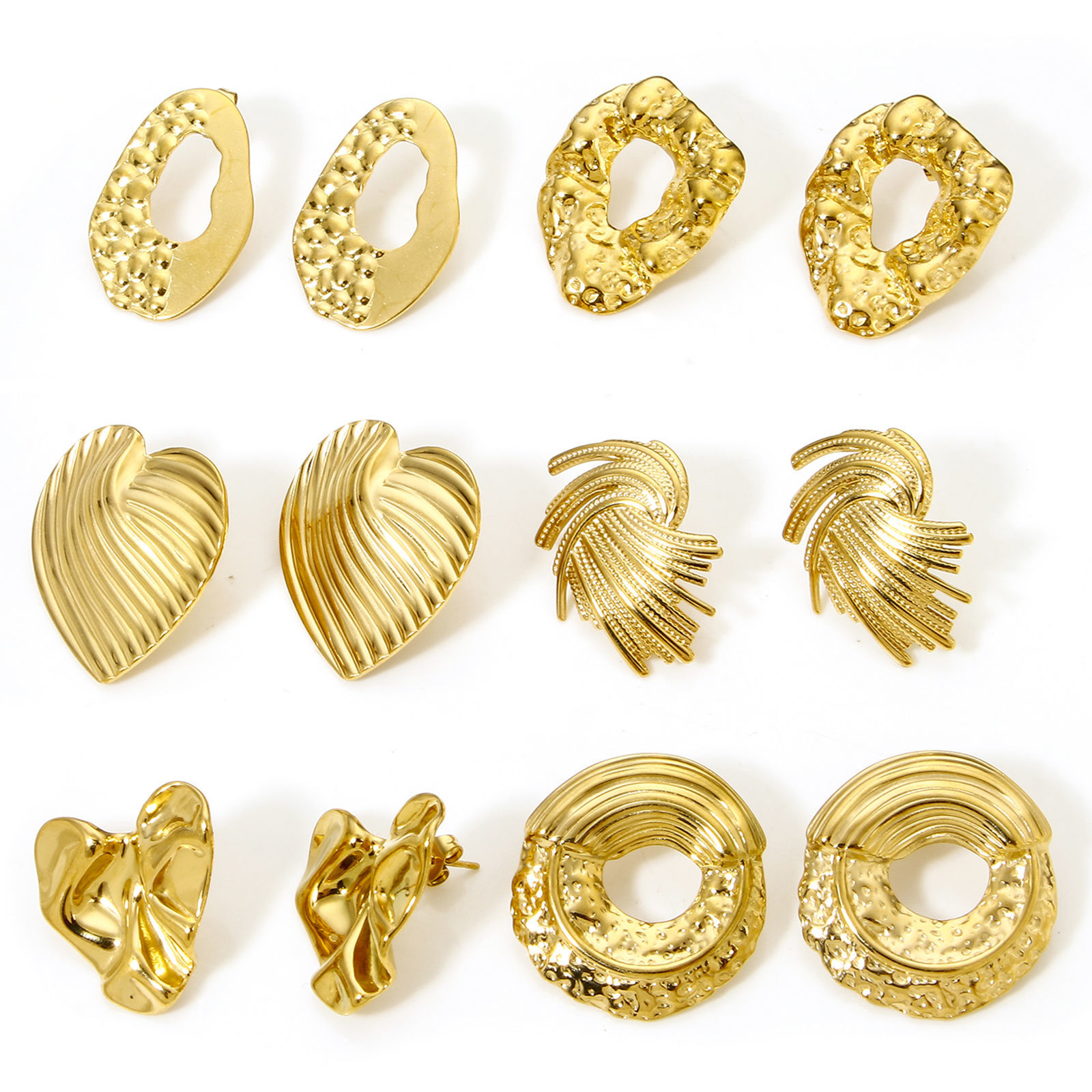 Bild von 1 Paar Vakuumbeschichtung Ins Stil Geometrisch Vergoldet 304 Edelstahl Unregelmäßig Oval Ohrring Ohrstecker Für Frauen Party