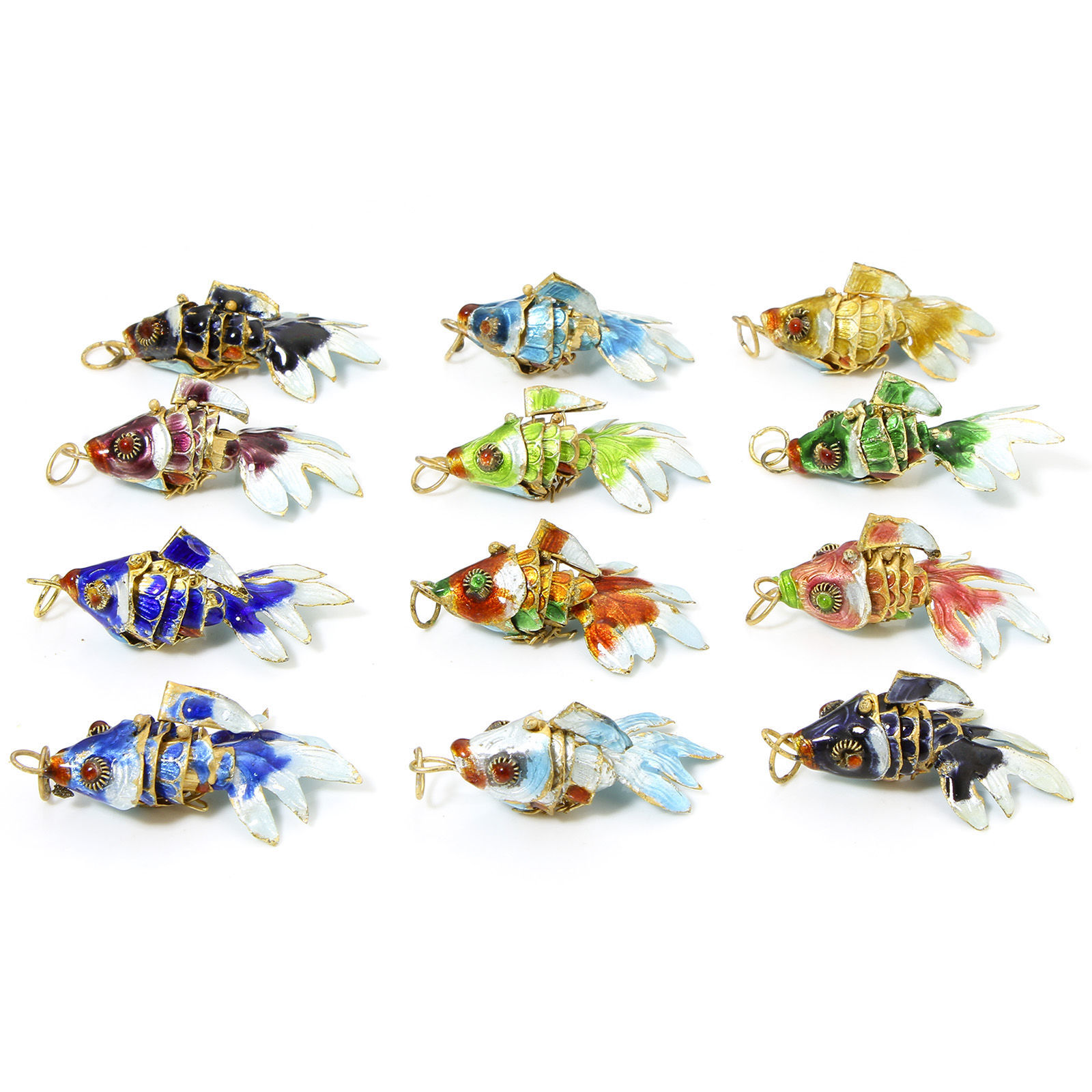 1 個 真鍮 海ジュエリー ペンダント 金メッキ 多色 魚 可動式 4.8cm x 2.4cm、 の画像