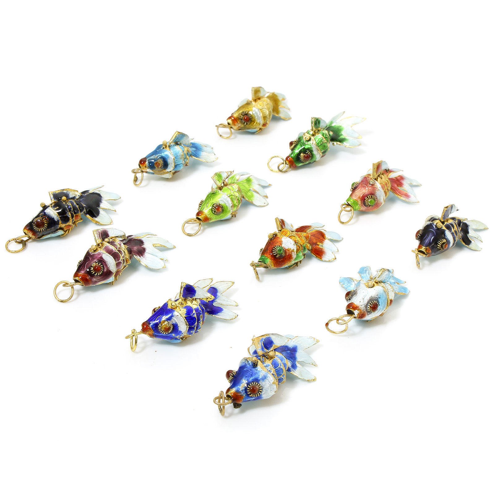 1 個 真鍮 海ジュエリー ペンダント 金メッキ 多色 魚 可動式 4.8cm x 2.4cm、 の画像