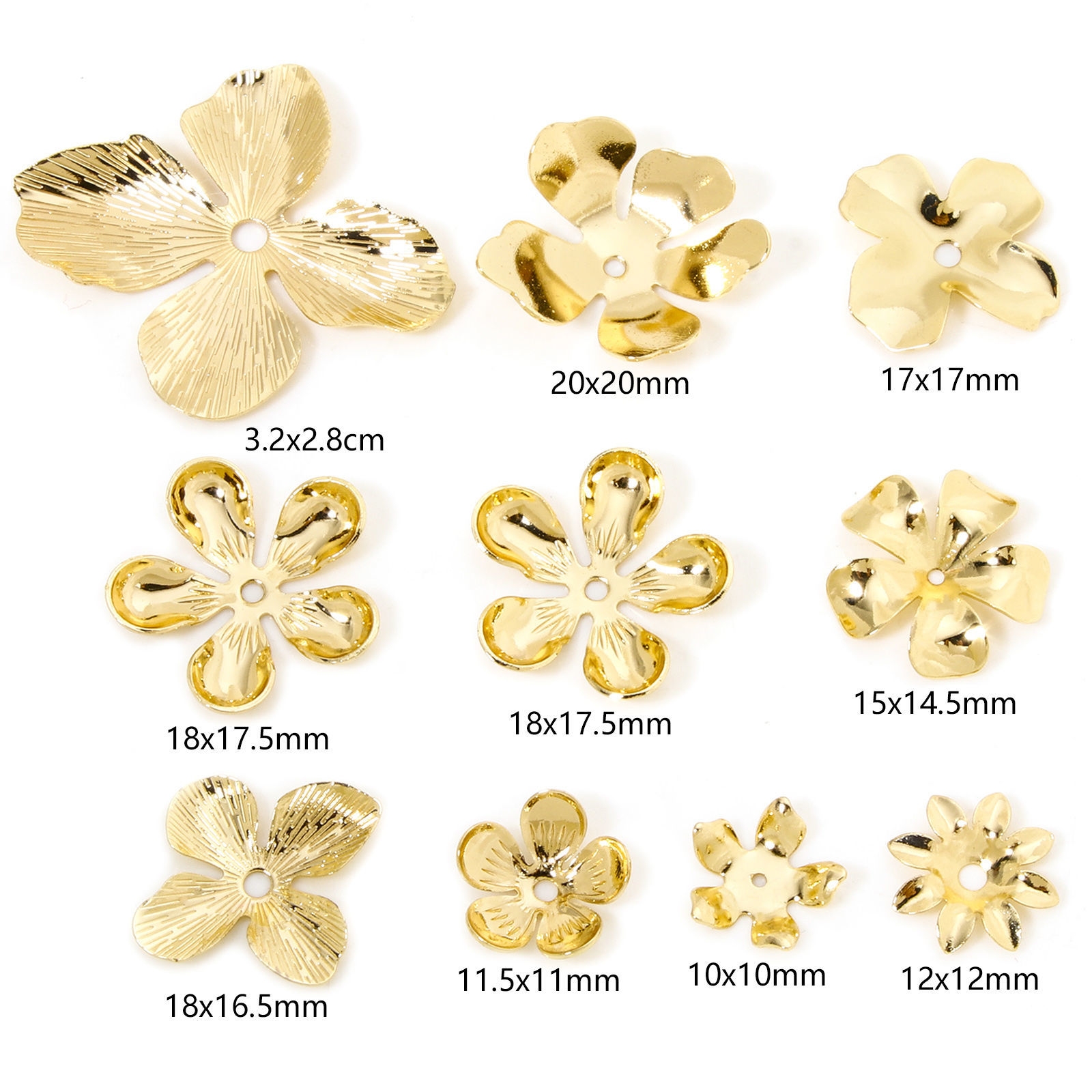Bild von 5 Stück Umweltfreundlich Messing Perlkappen Blumen 14K Echtgold plattiert Hohl