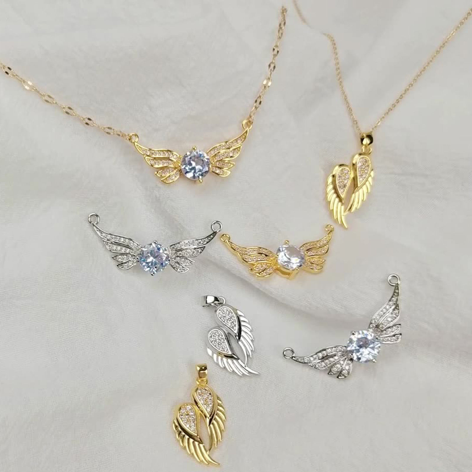 Image de 1 Pièce Pendentifs en Laiton Aile Multicolore à Zircone Cubique Clair
