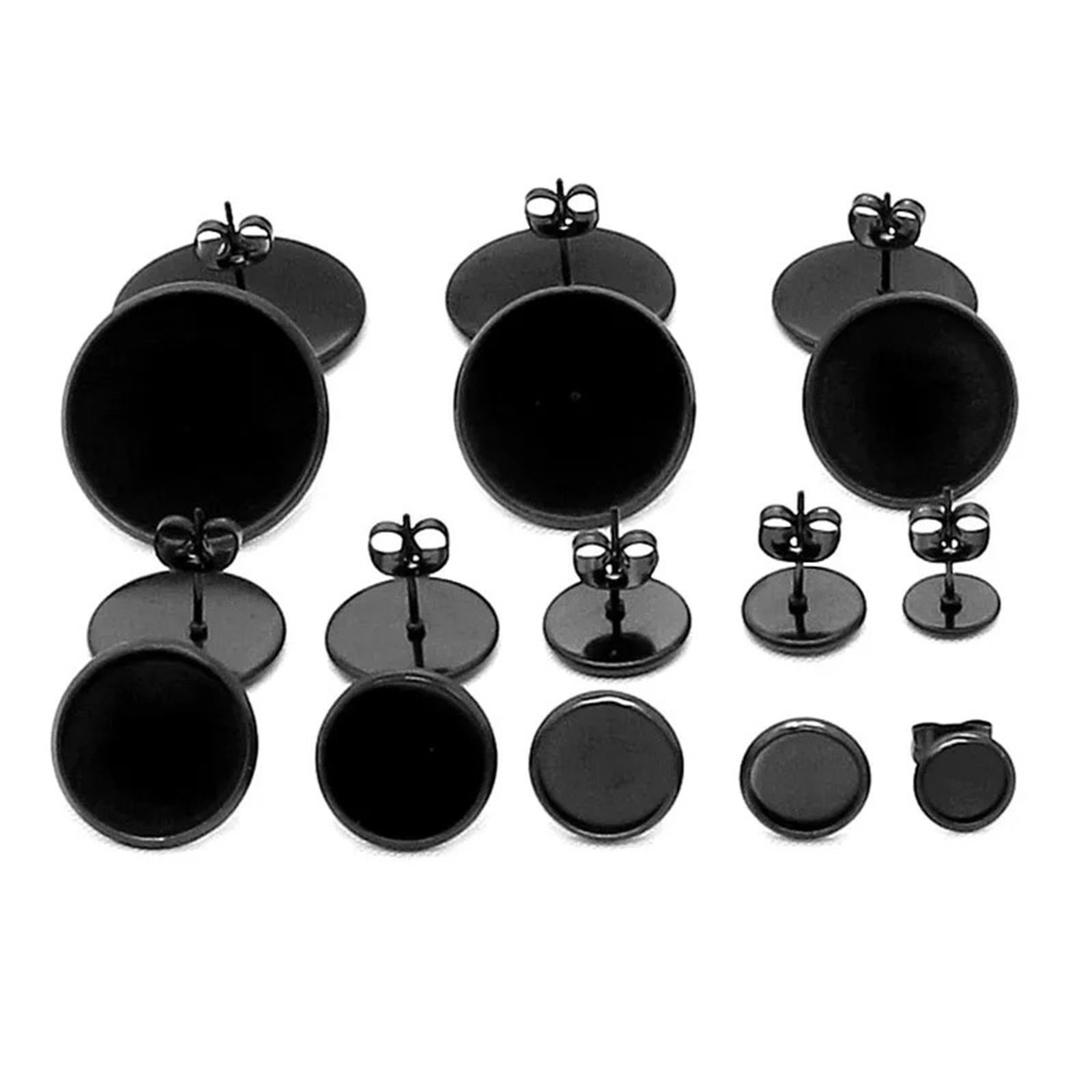 Picture of 304 Stainless Steel Ear Post Stud Earring For DIY Jewelry Making Accessories Round Cabochon Settings