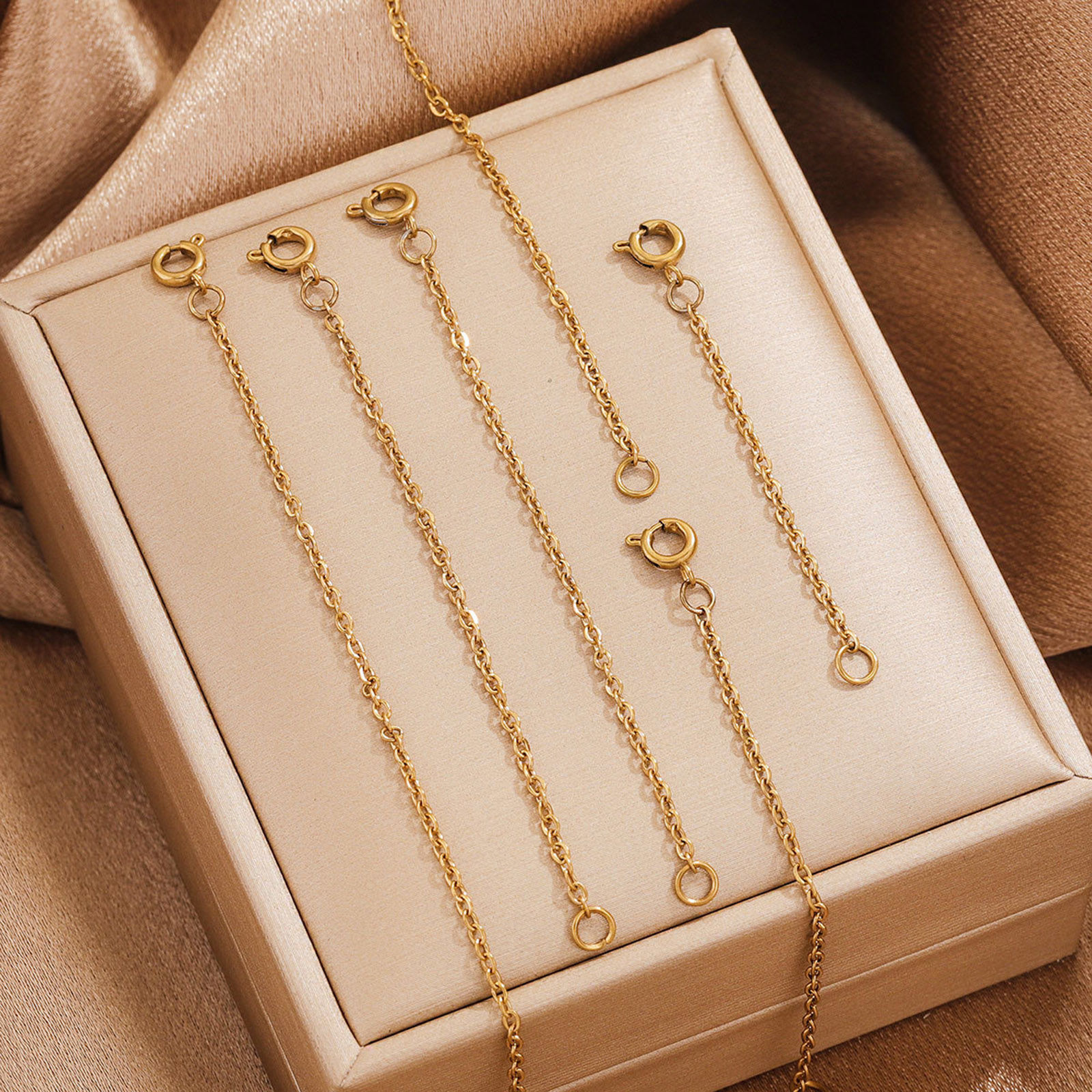 Picture of 304 Stainless Steel Extender Chain For Necklace Bracelet Jewelry Making With Spring Ring Clasp