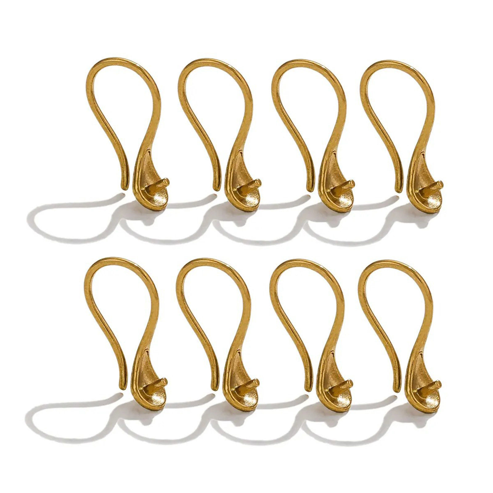 Image de 4 Pcs Boucles d'Oreilles Crochets Accessories pour DIY Fabrication de Bijoux en 304 Acier Inoxydable Avec Épingle à Bélière en Perles