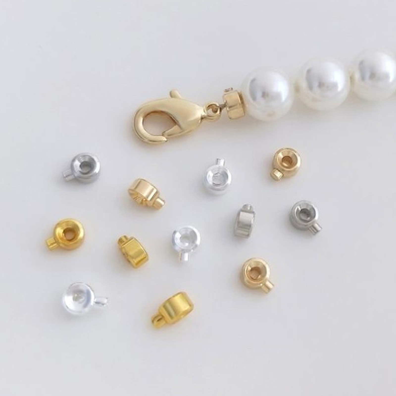 Picture of Eco-friendly Brass Crimp Beads Stoppers For Bracelet Necklace Ends Jewelry Making Accessories Barrel Multicolor 3mm x 2mm
