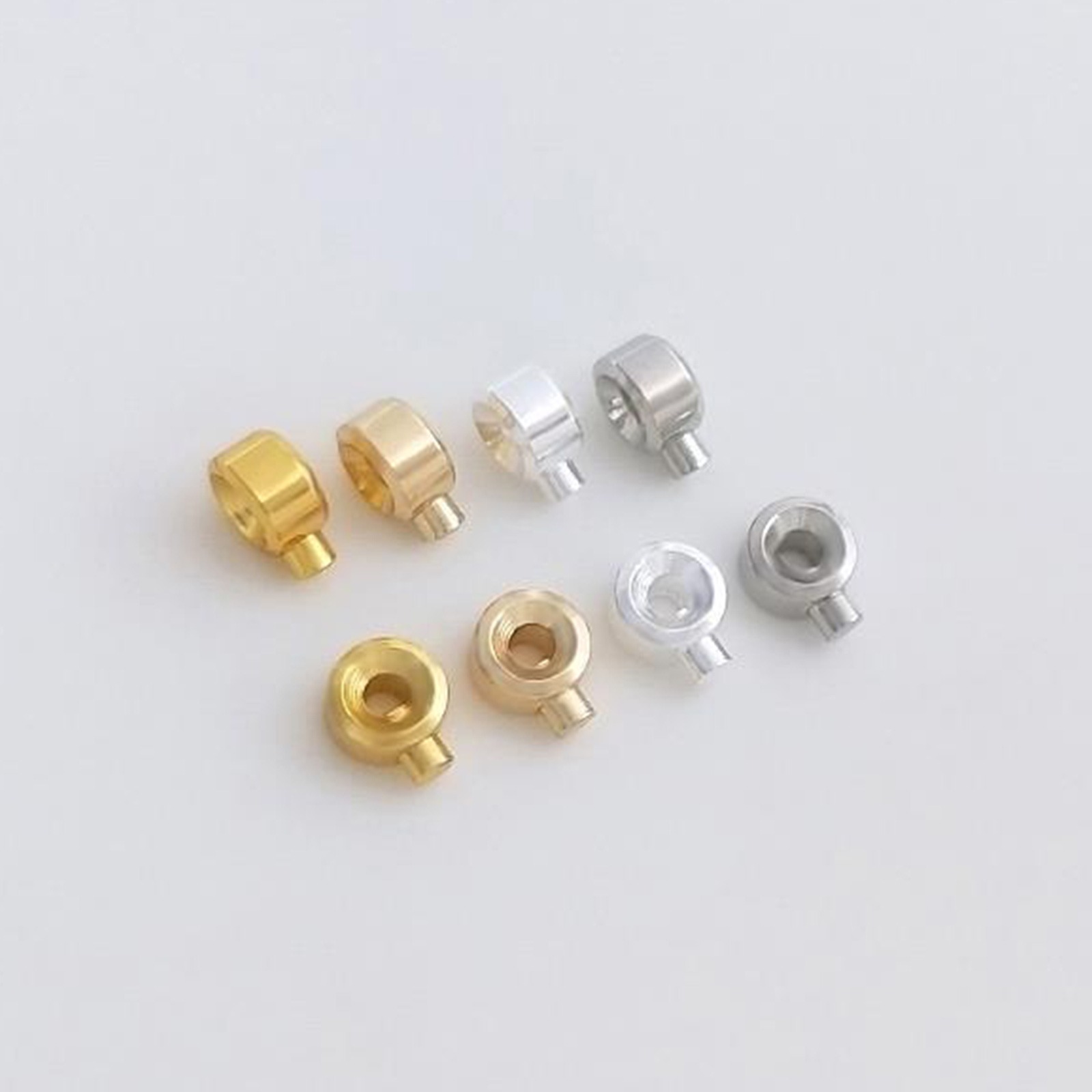 Picture of Eco-friendly Brass Crimp Beads Stoppers For Bracelet Necklace Ends Jewelry Making Accessories Barrel Multicolor 3mm x 2mm