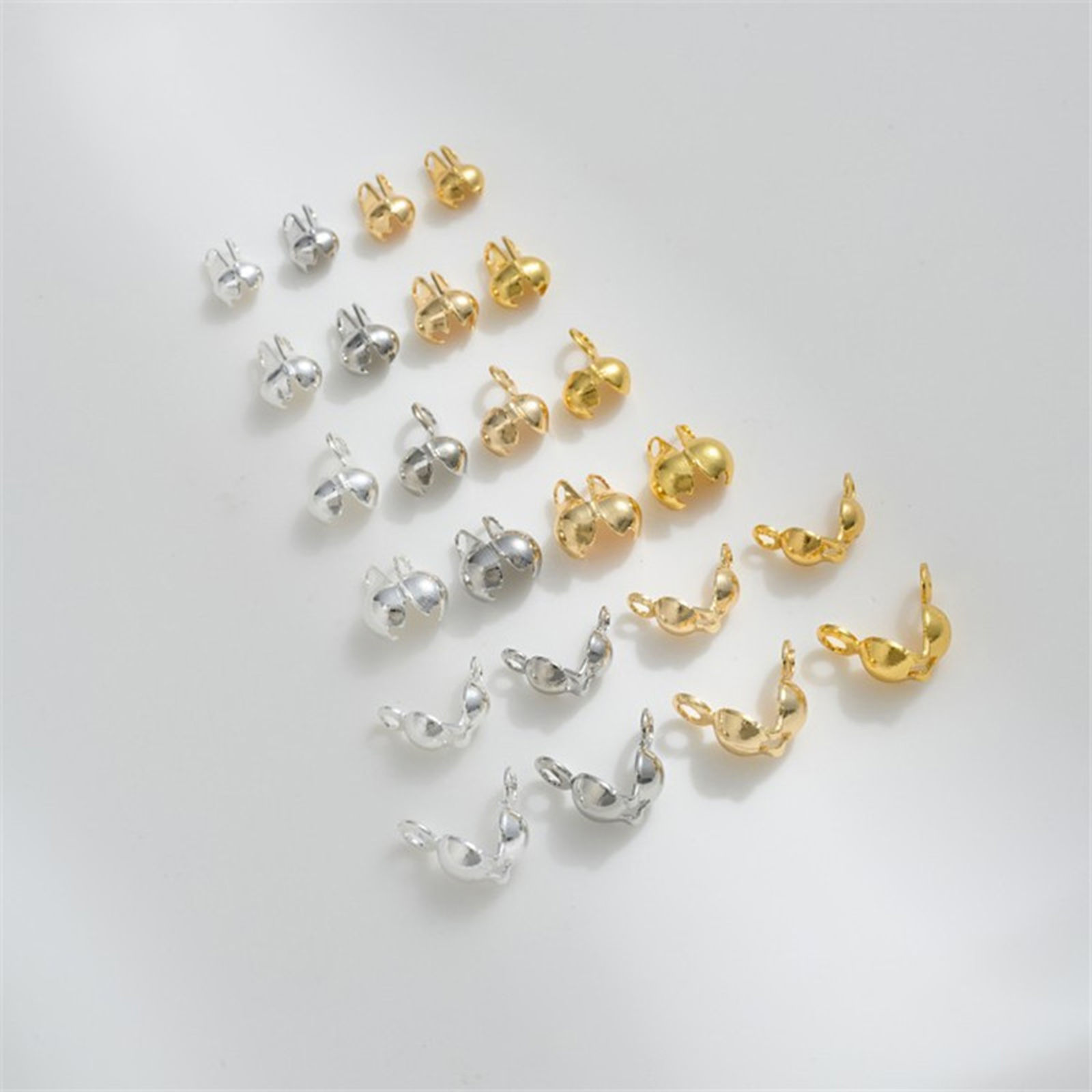 Picture of Eco-friendly Brass Bead Tips (Knot Cover) Calotte Crimp End Cap DIY Jewelry Making Supplies Multicolor