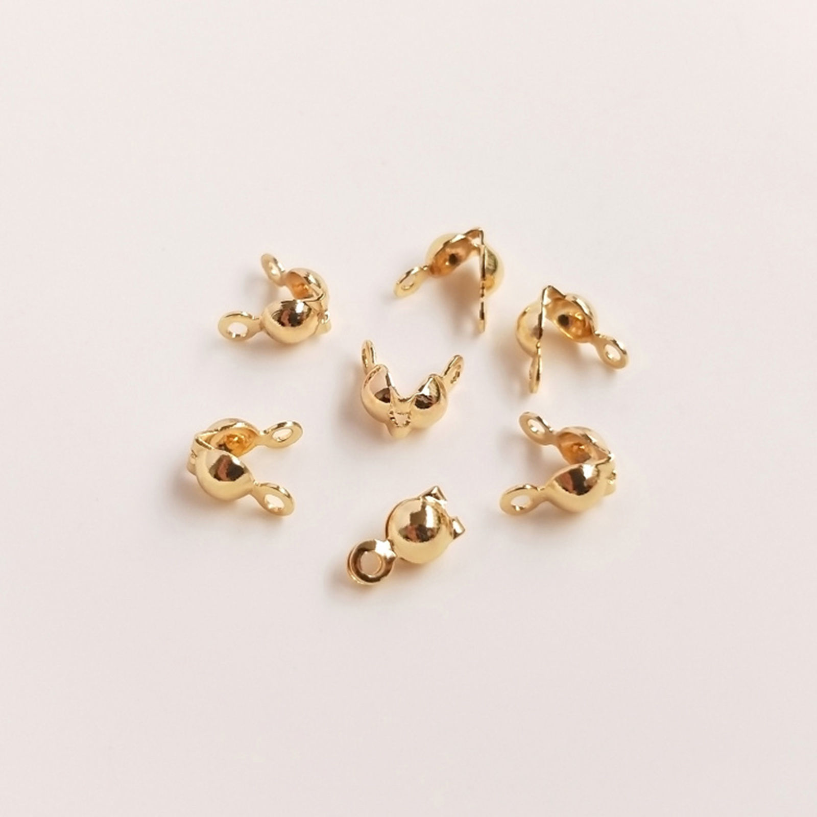 Picture of Eco-friendly Brass Bead Tips (Knot Cover) Calotte Crimp End Cap DIY Jewelry Making Supplies Multicolor