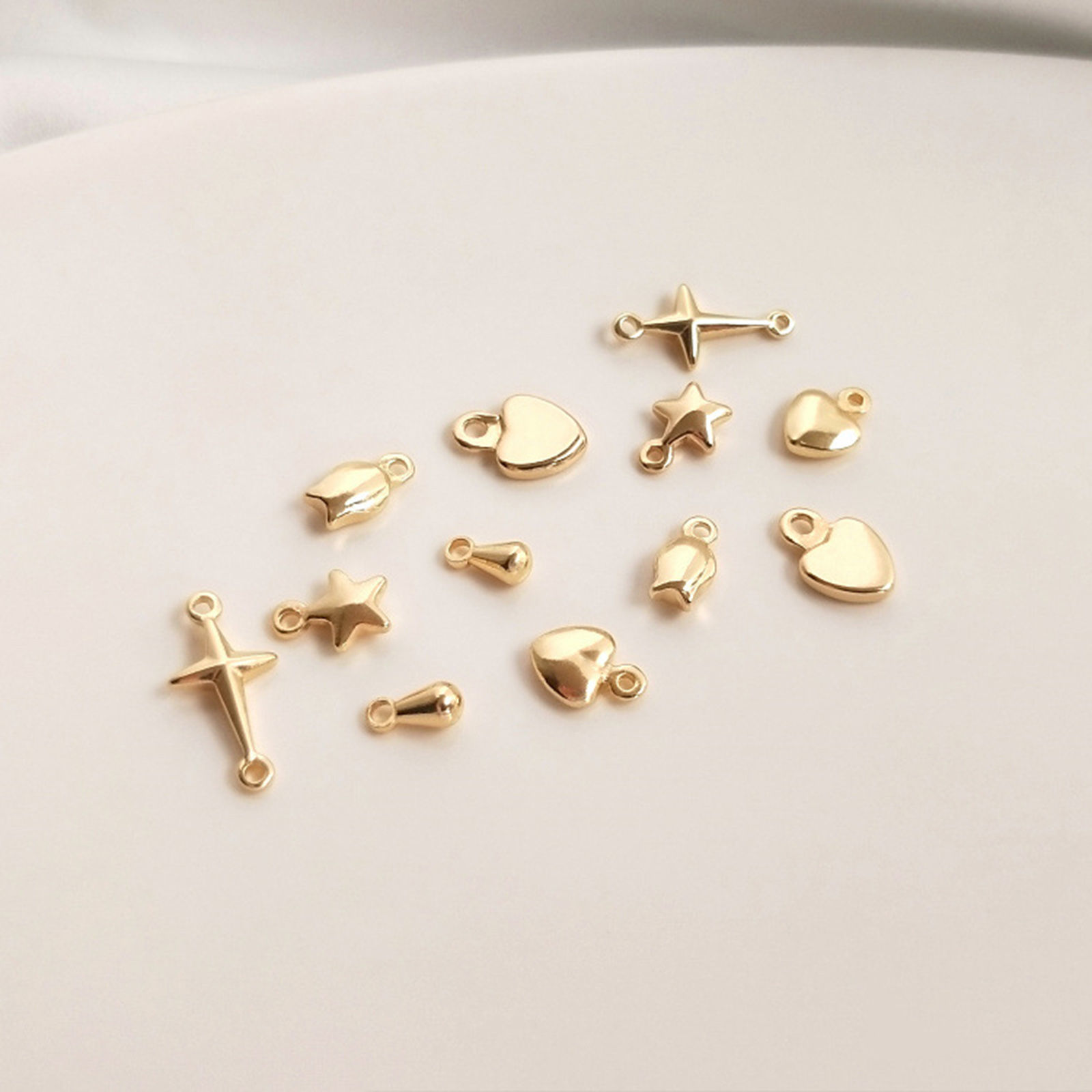 10 個 エコフレンドリー 真鍮 チャームエクステンダーチェーンエンド 14K ゴールドメッキ の画像