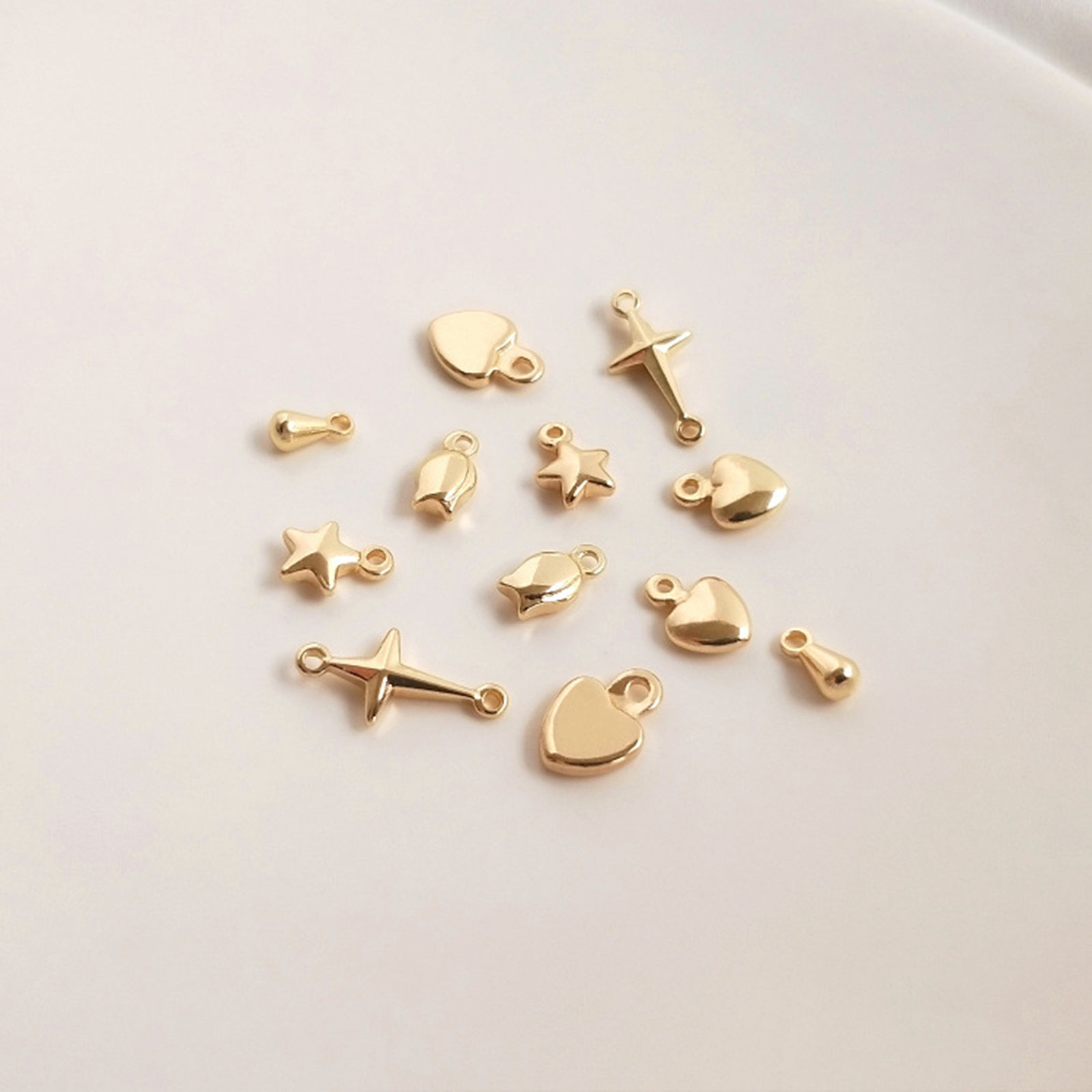 10 個 エコフレンドリー 真鍮 チャームエクステンダーチェーンエンド 14K ゴールドメッキ の画像