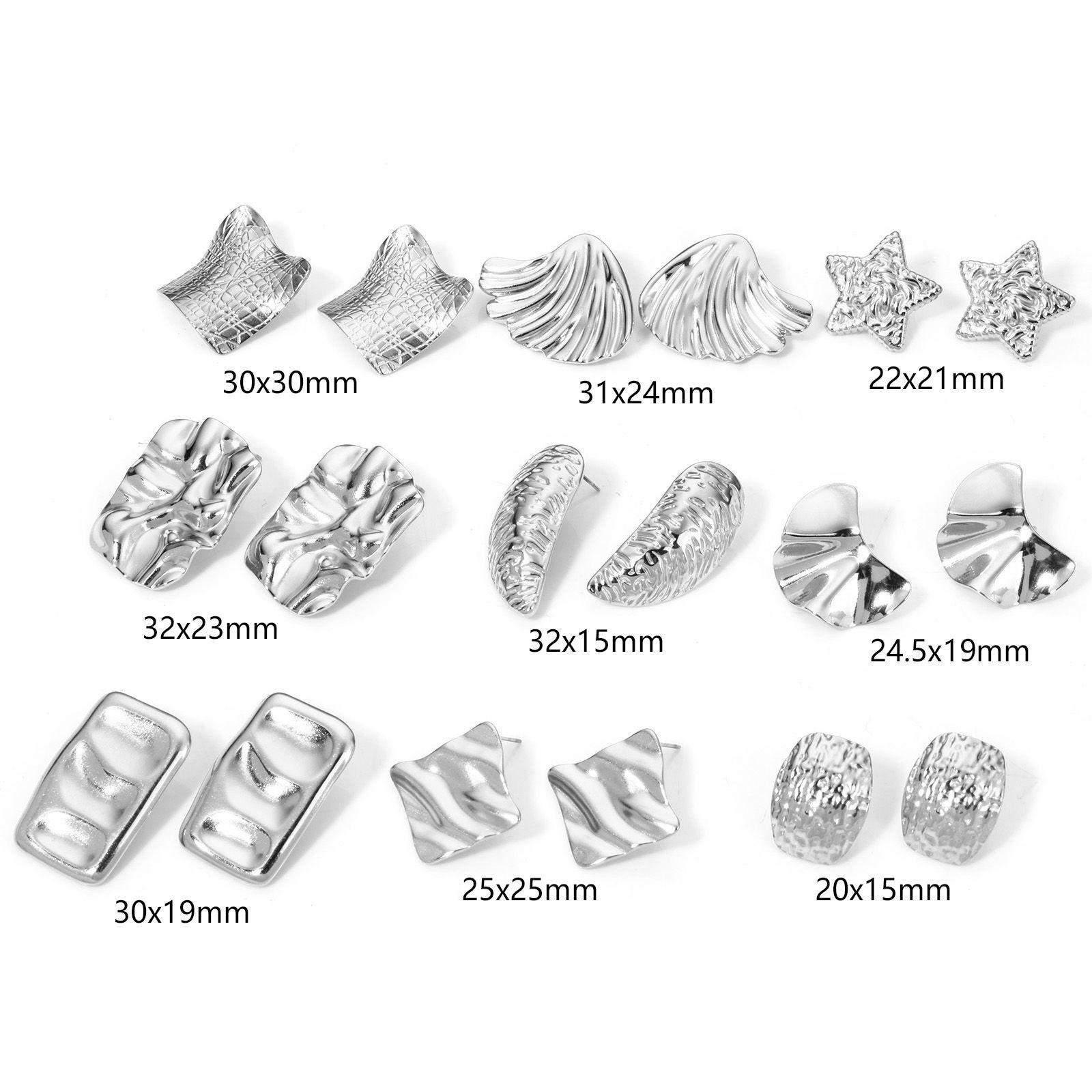 1 ペア 304ステンレス鋼 イヤリング シルバートーン 幾何学 イヤリング用カバー付き の画像