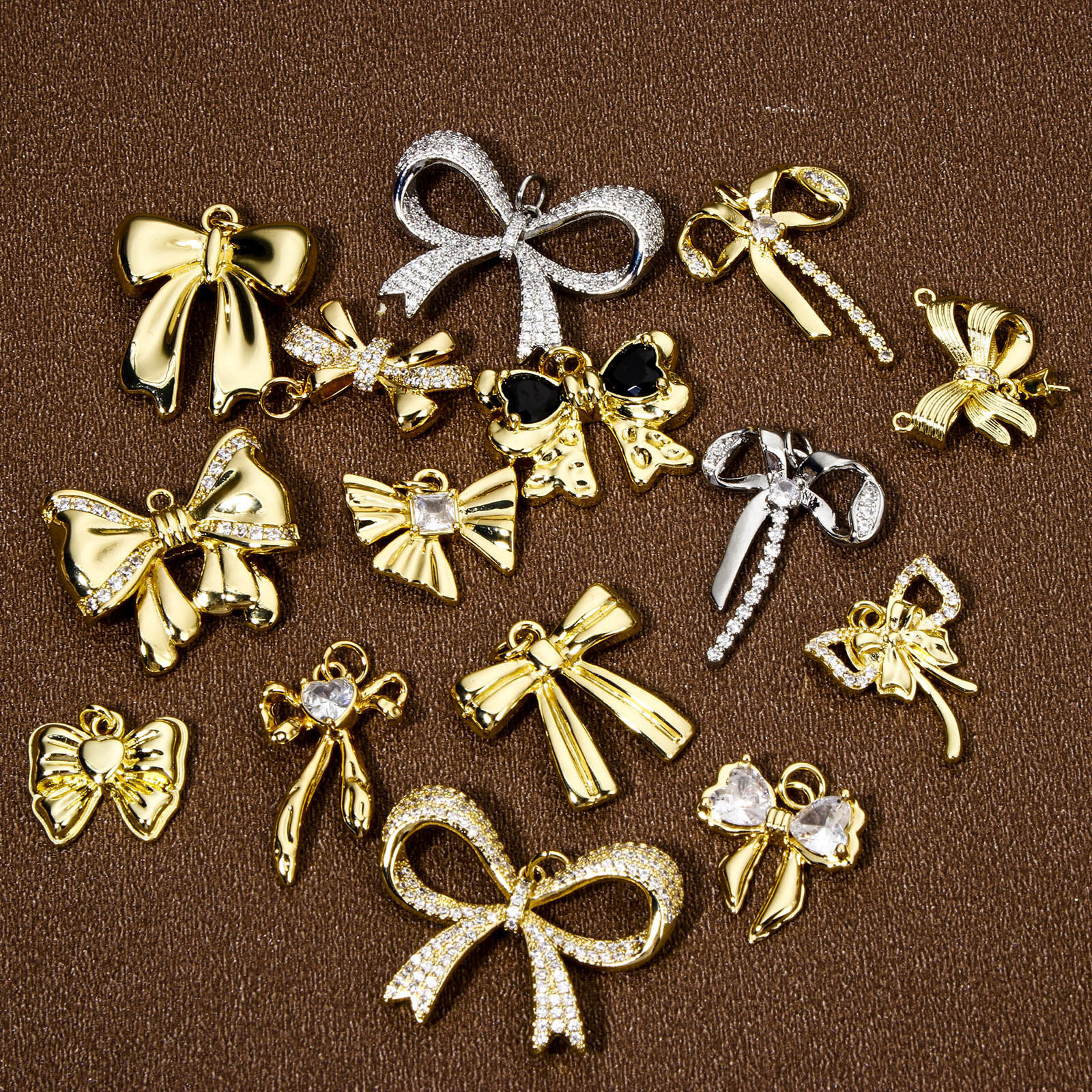 Picture of Eco-friendly Brass Clothes Charms Multicolor Bowknot Micro Pave Clear Cubic Zirconia