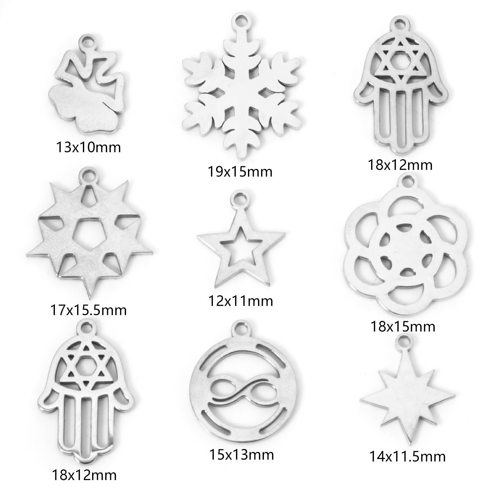 Bild von 2 Stück 304 Edelstahl Ausgehöhlt Charms Silberfarbe Doppelseitiges Polieren