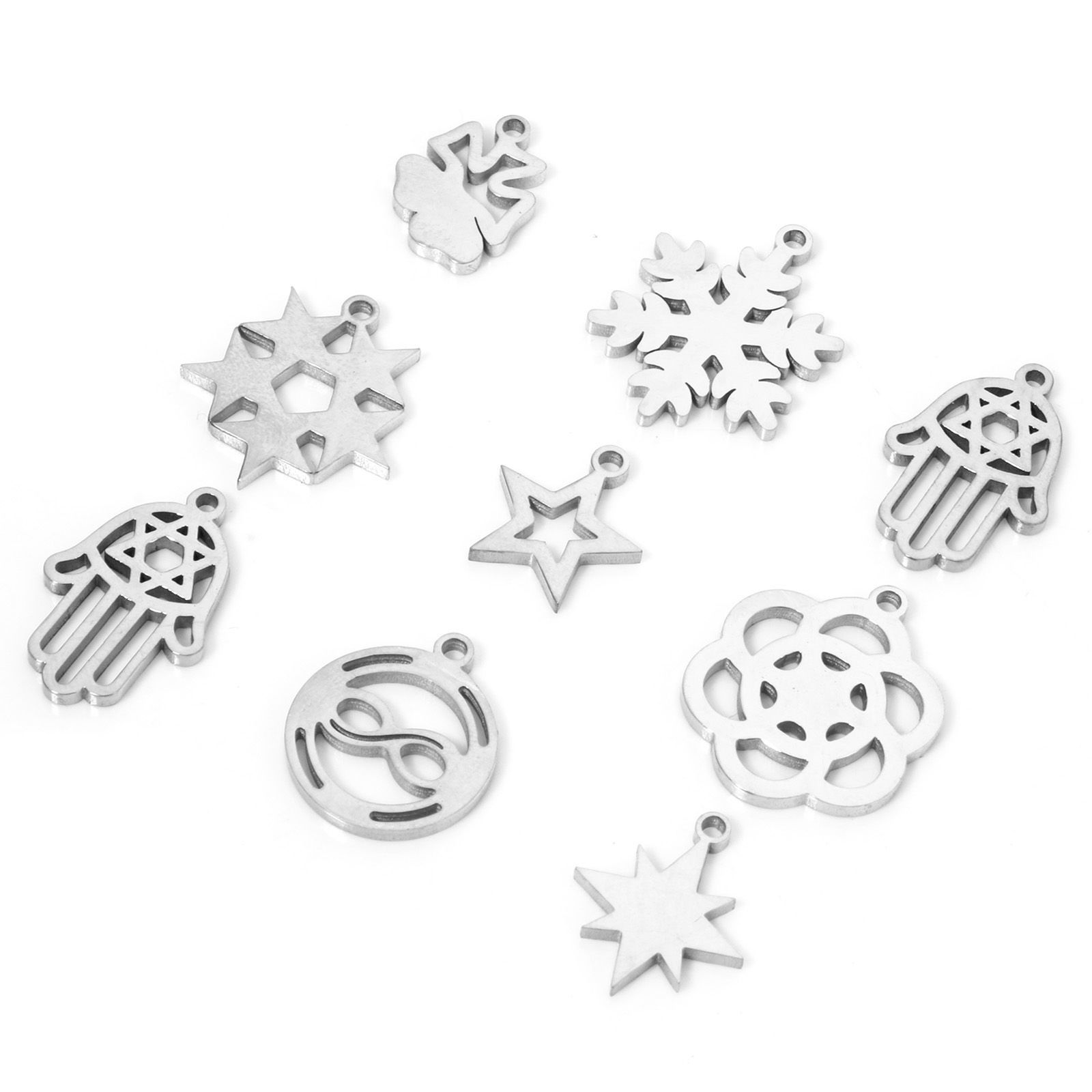 Bild von 2 Stück 304 Edelstahl Ausgehöhlt Charms Silberfarbe Doppelseitiges Polieren