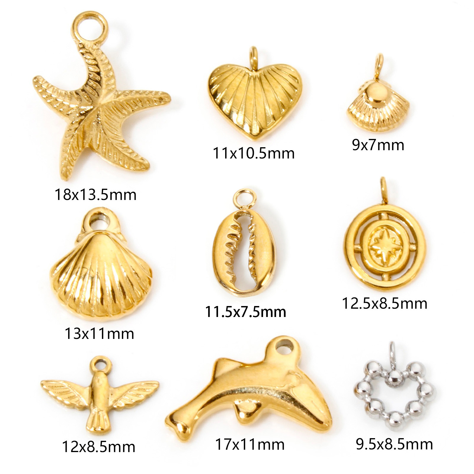 Picture of Vacuum Plating 304 Stainless Steel Valentine's Day Charms Multicolor Ball Heart Hollow