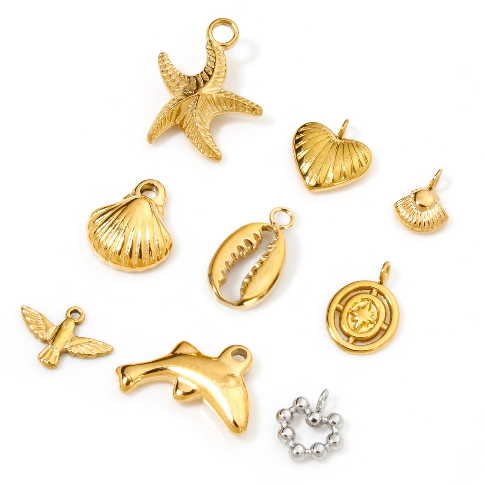 Picture of Vacuum Plating 304 Stainless Steel Valentine's Day Charms Multicolor Ball Heart Hollow