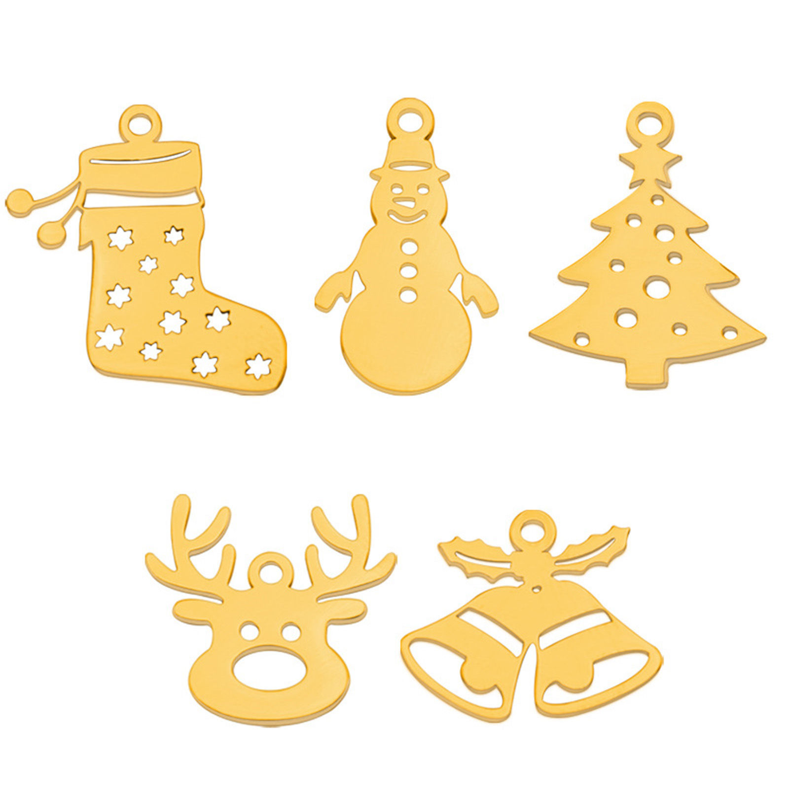 Bild von 2 Stück Vakuumbeschichtung 201 Edelstahl Einfach Charms Weihnachten Rentier Silberfarbe Hohl