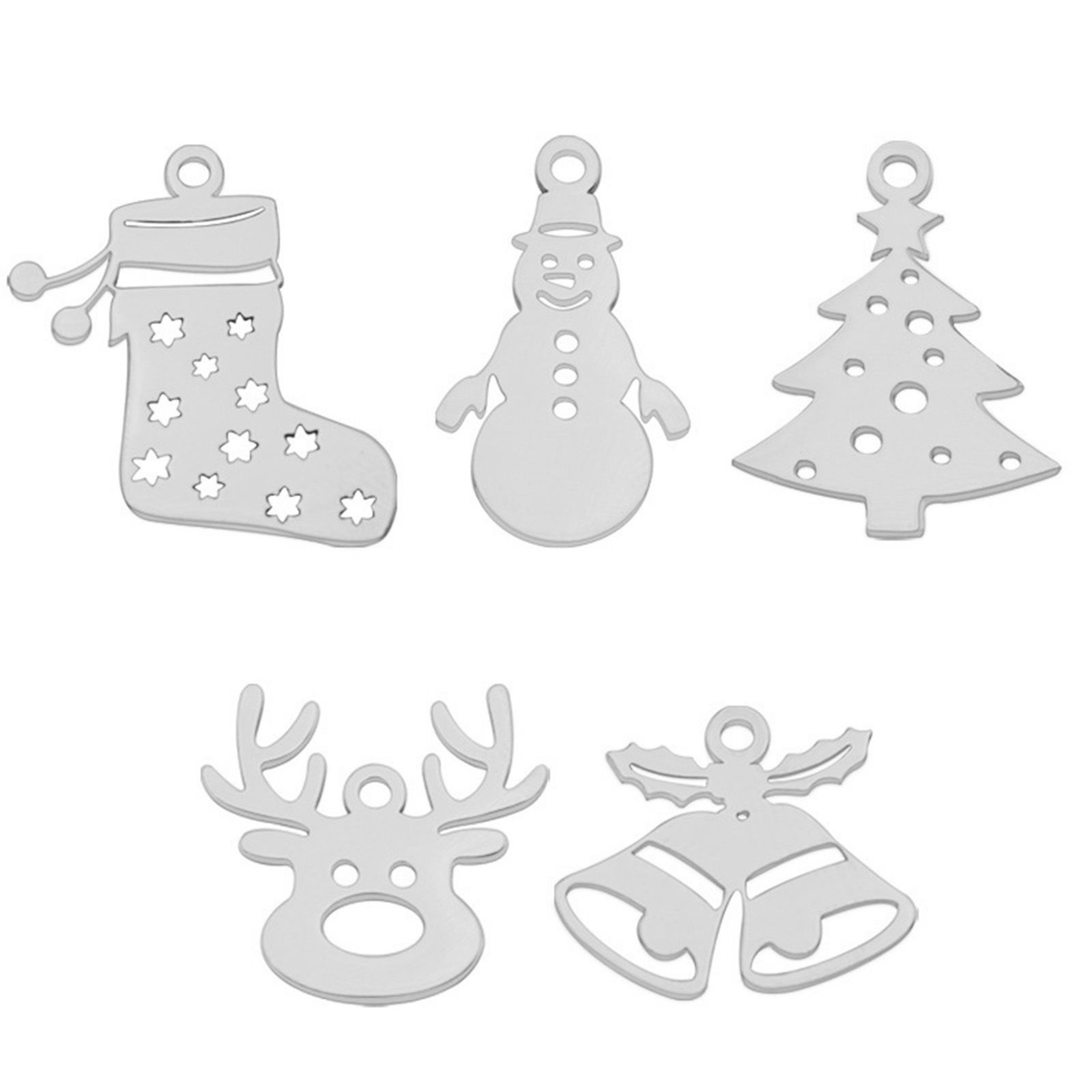 Bild von 2 Stück Vakuumbeschichtung 201 Edelstahl Einfach Charms Weihnachten Rentier Silberfarbe Hohl