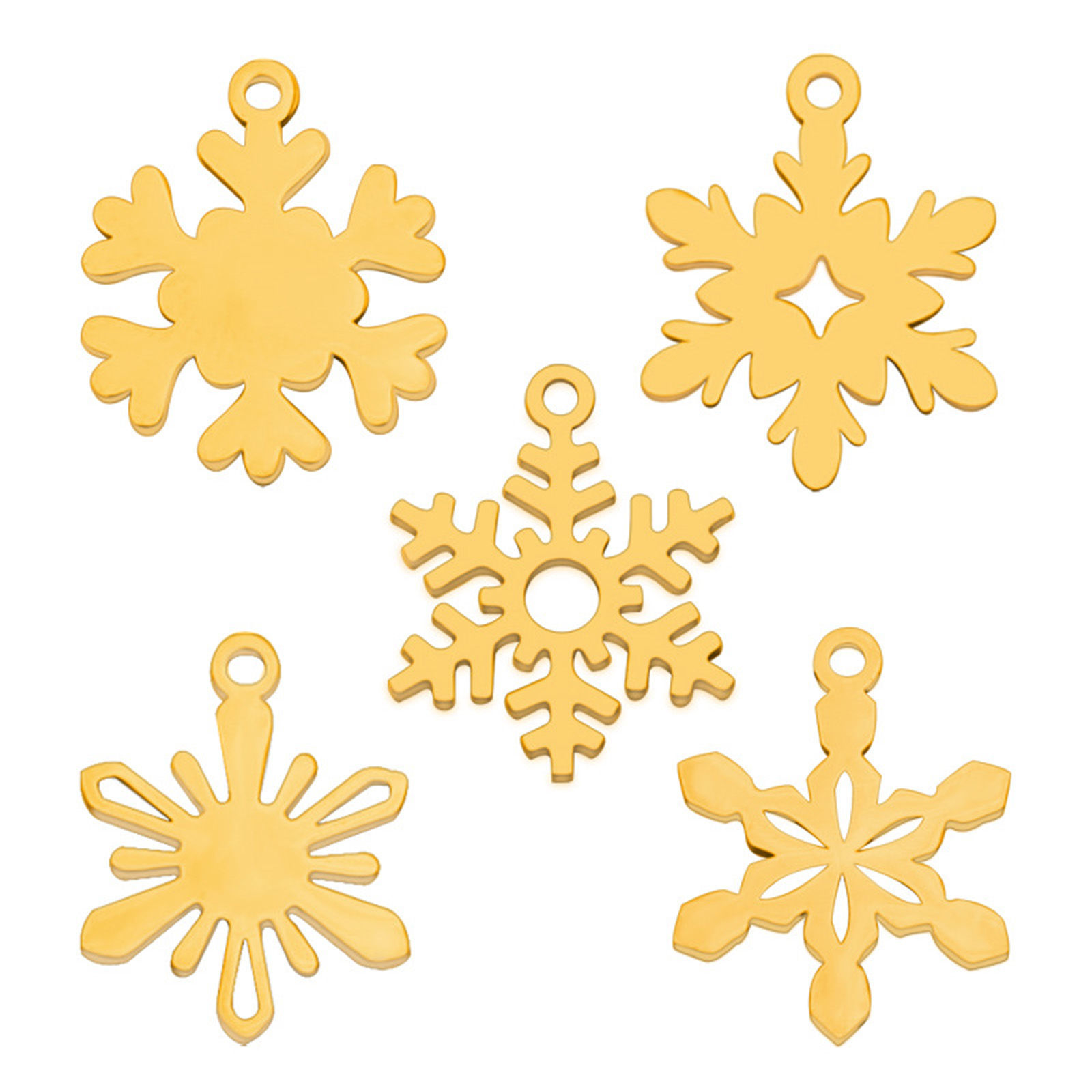 Bild von 2 Stück Vakuumbeschichtung 201 Edelstahl Weihnachten Charms Vergoldet Schneeflocke Hohl