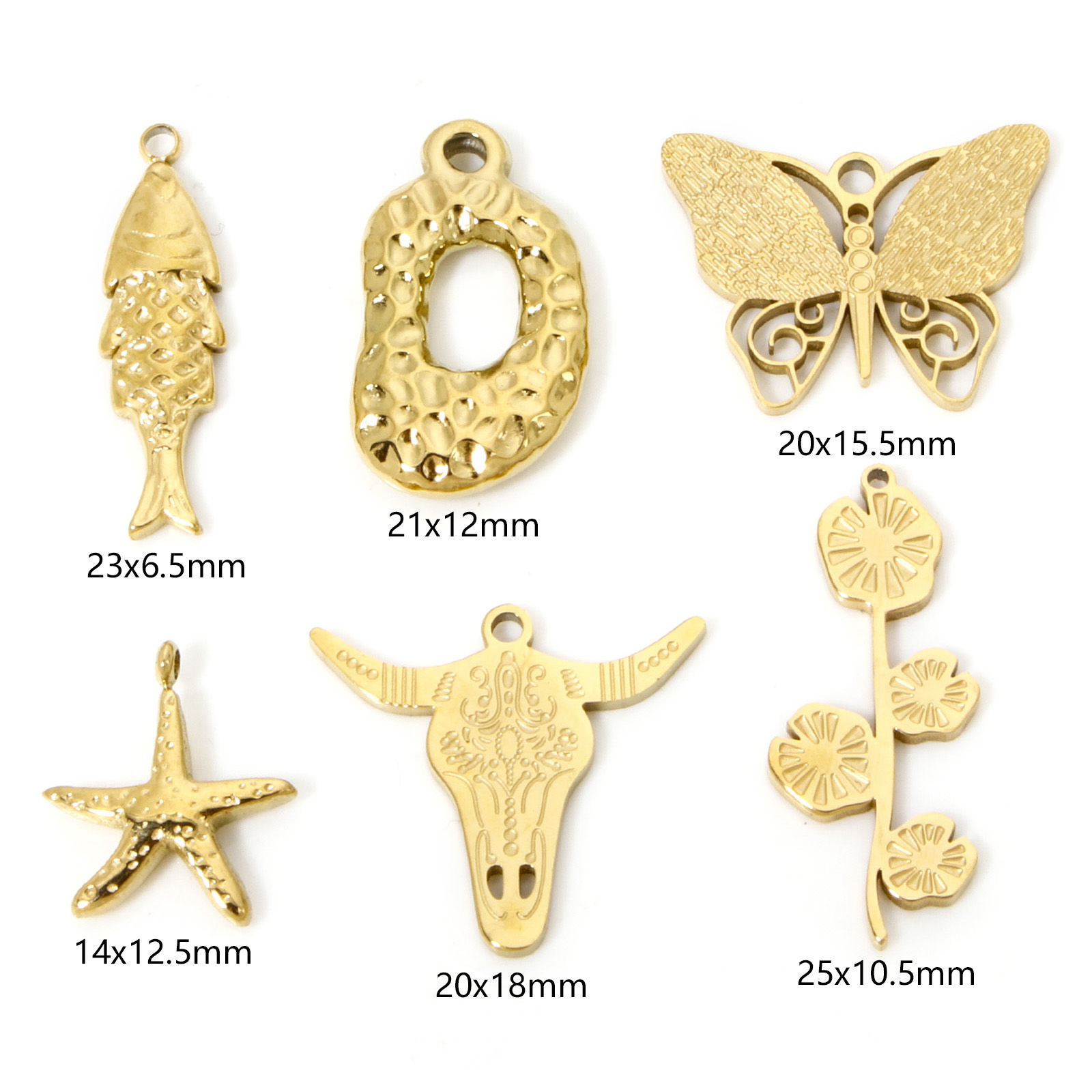 Picture of Vacuum Plating 304 Stainless Steel West Cowboy Charms Gold Plated Bull Head/ Cow Head Carved Pattern