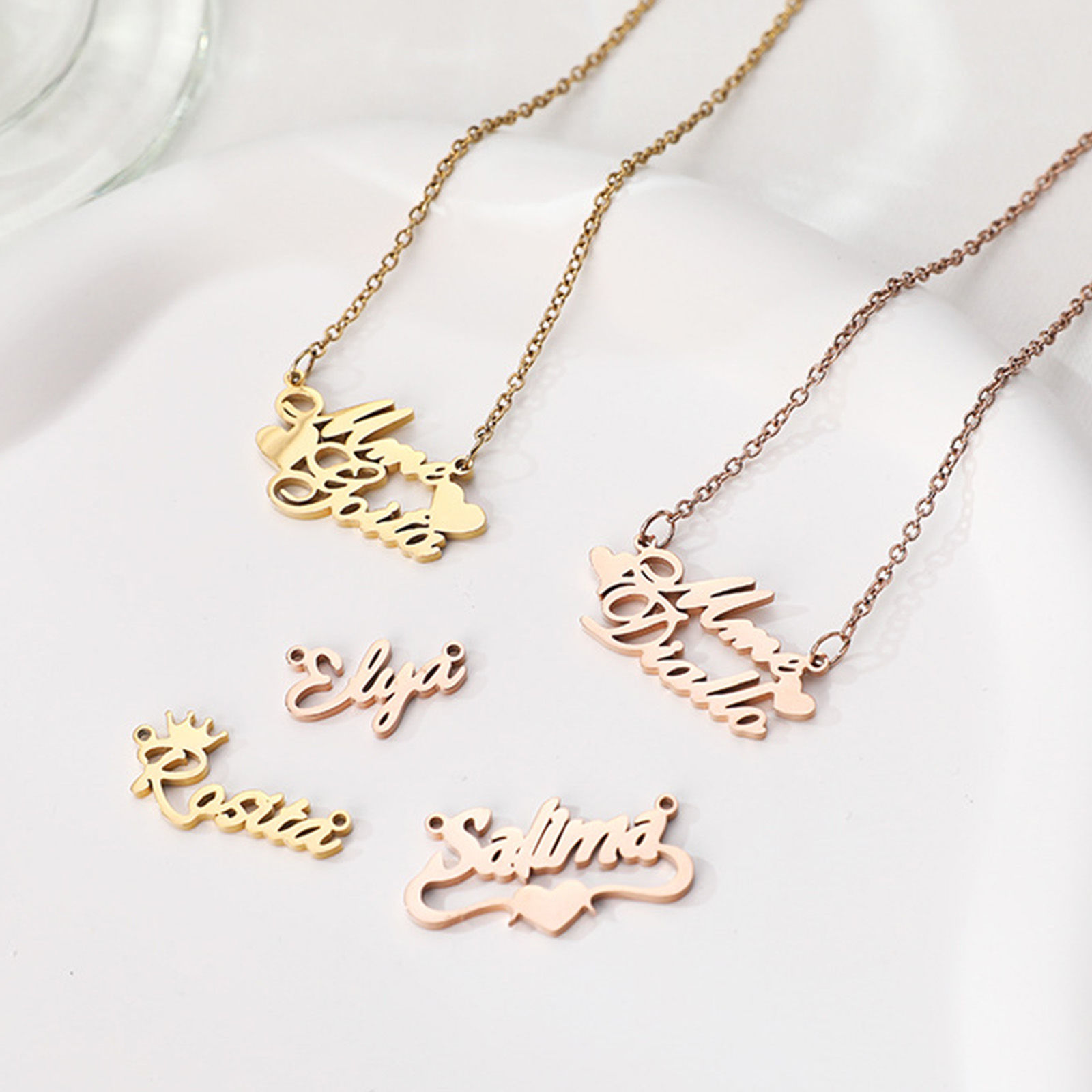 Picture of 304 Stainless Steel Customized Name Personalized Letter Connector Charm Pendant