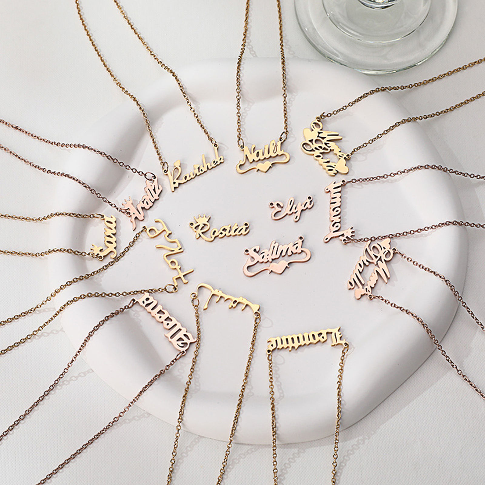 Picture of 304 Stainless Steel Customized Name Personalized Letter Connector Charm Pendant