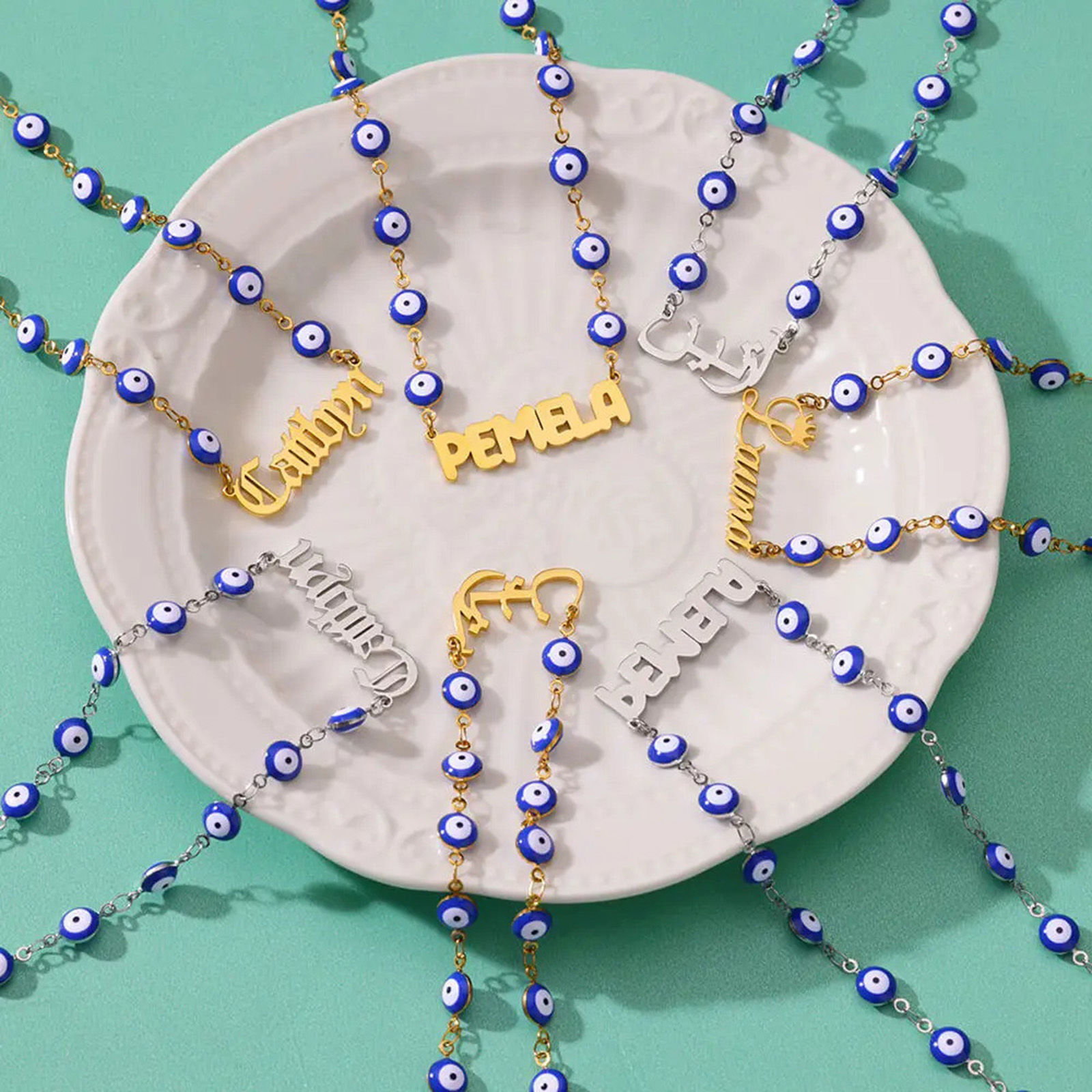 Picture of 304 Stainless Steel Customized Name Personalized Letter Connector Charm Pendant