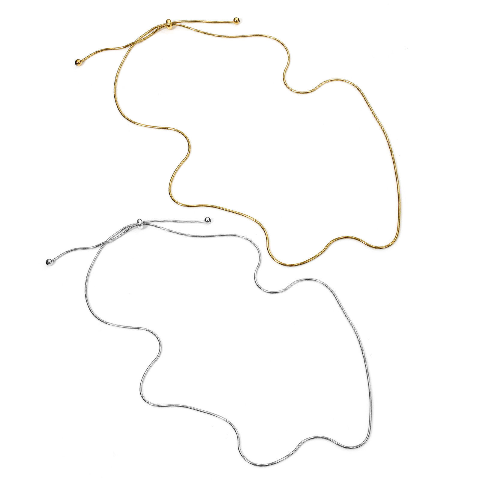 Bild von 1 Strang 304 Edelstahl Schlangenkette Kette Einstellbare Slider/ Slide Bolo Halskette Schiebe-Halskette 58cm lang