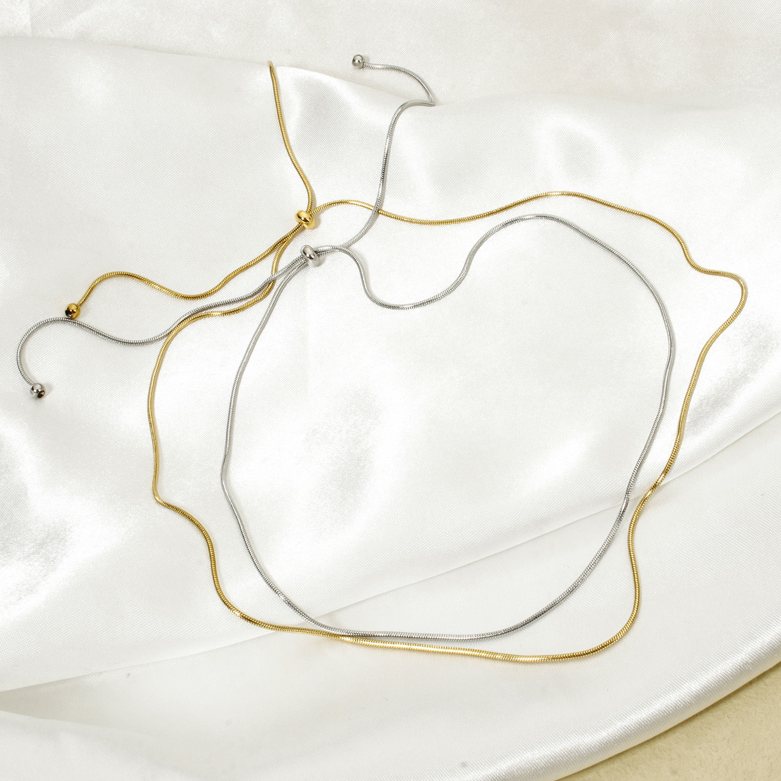 Bild von 1 Strang 304 Edelstahl Schlangenkette Kette Einstellbare Slider/ Slide Bolo Halskette Schiebe-Halskette 58cm lang