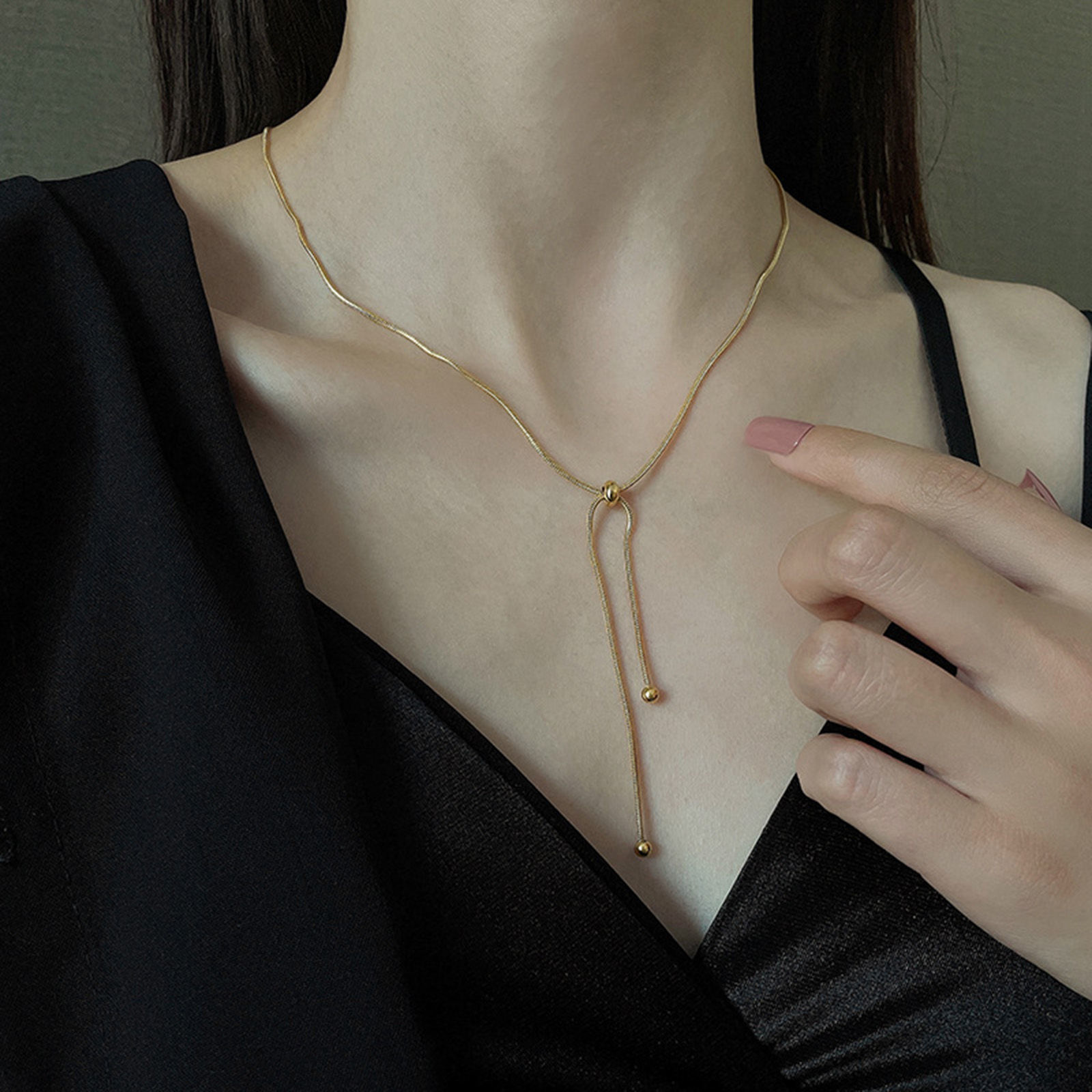 Bild von 1 Strang 304 Edelstahl Schlangenkette Kette Einstellbare Slider/ Slide Bolo Halskette Schiebe-Halskette 58cm lang