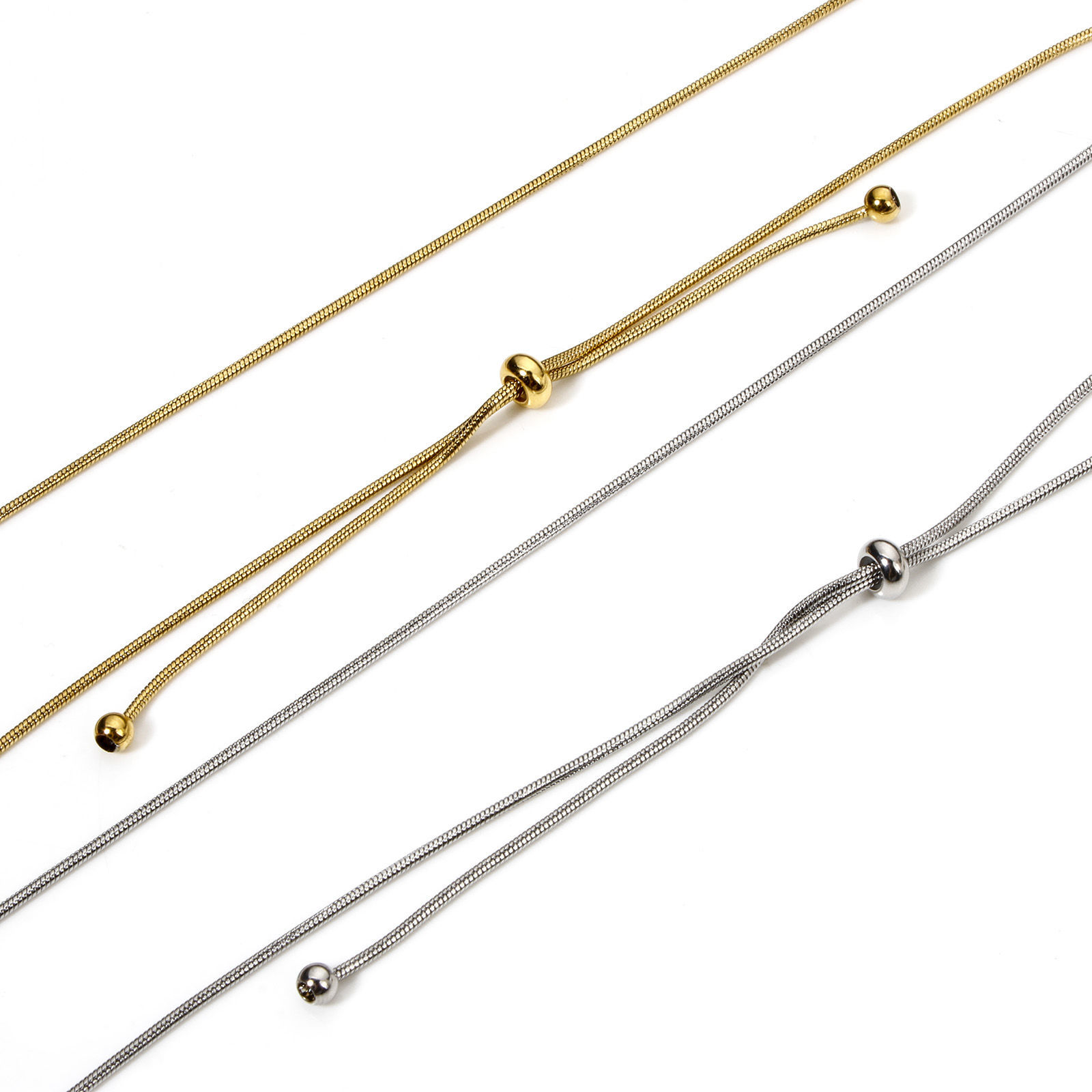 Bild von 1 Strang 304 Edelstahl Schlangenkette Kette Einstellbare Slider/ Slide Bolo Halskette Schiebe-Halskette 58cm lang