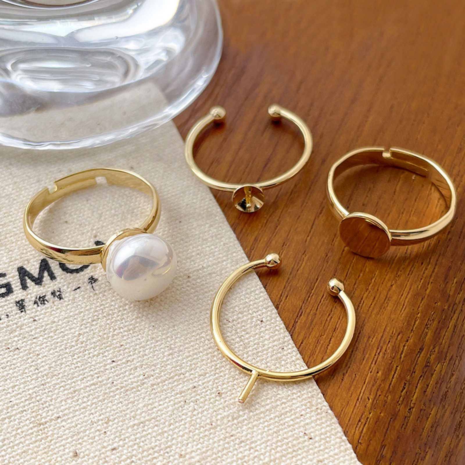Bild von 5 Stück Hypoallergen Messing Einfach Offen Halbmontierter Ring für die DIY-Perlenfassung Bunt