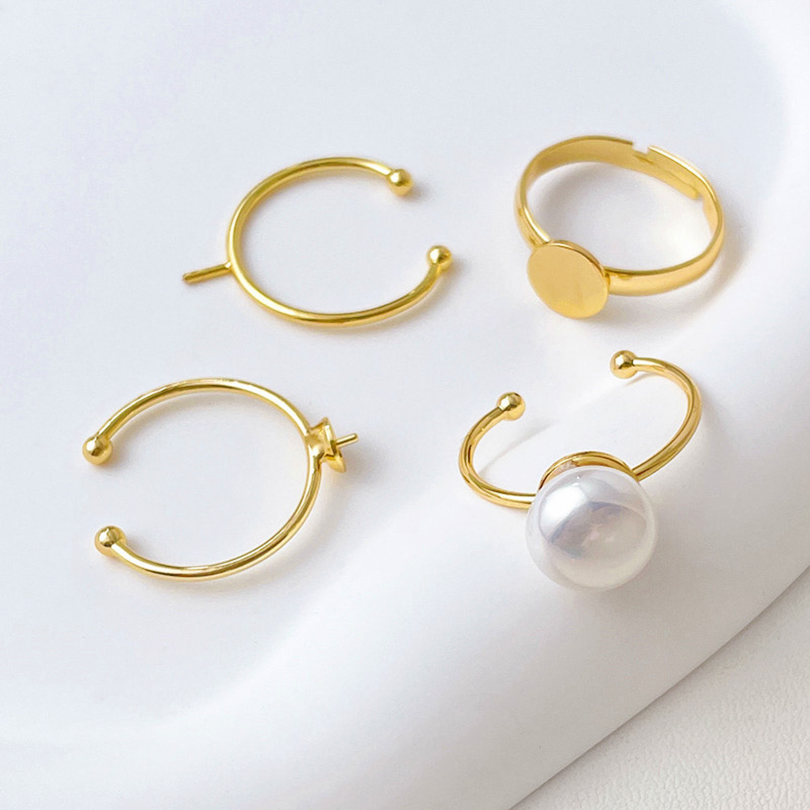 Bild von 5 Stück Hypoallergen Messing Einfach Offen Halbmontierter Ring für die DIY-Perlenfassung Bunt