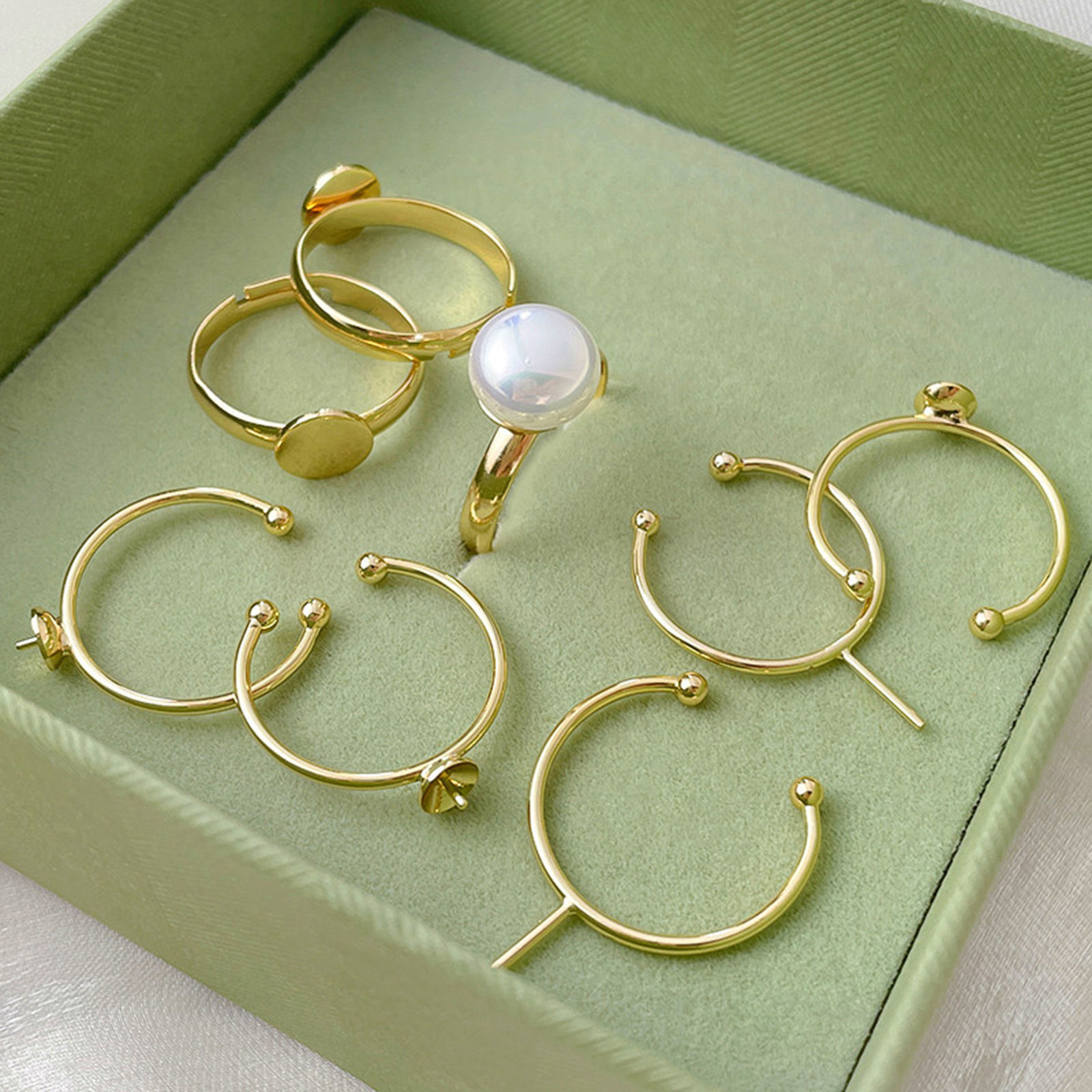 Bild von 5 Stück Hypoallergen Messing Einfach Offen Halbmontierter Ring für die DIY-Perlenfassung Bunt