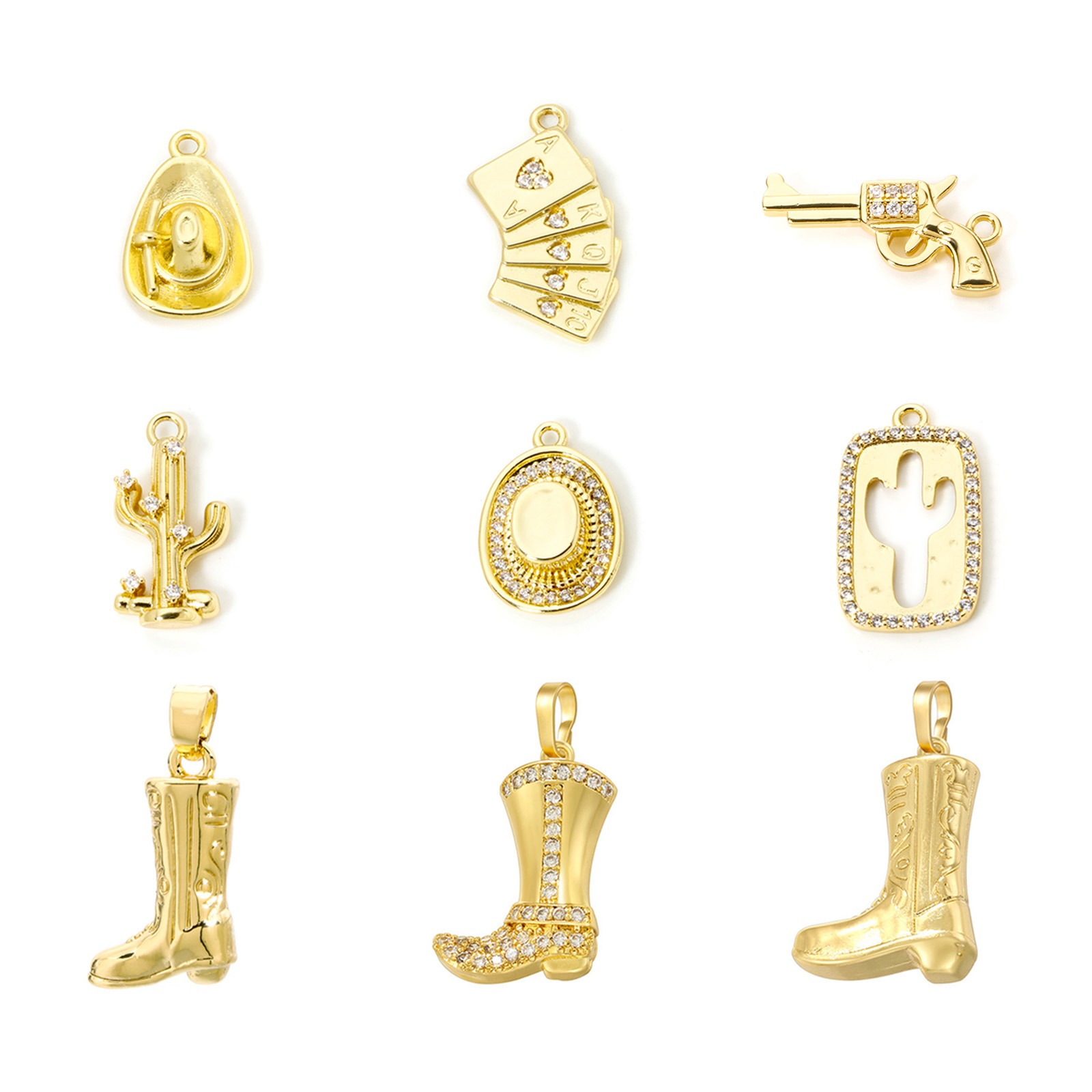 Immagine di 1 Pz Ottone Cowboy dell'Ovest Ciondoli Pendenti Stivale Multicolore Trasparente Cubic Zirconiae