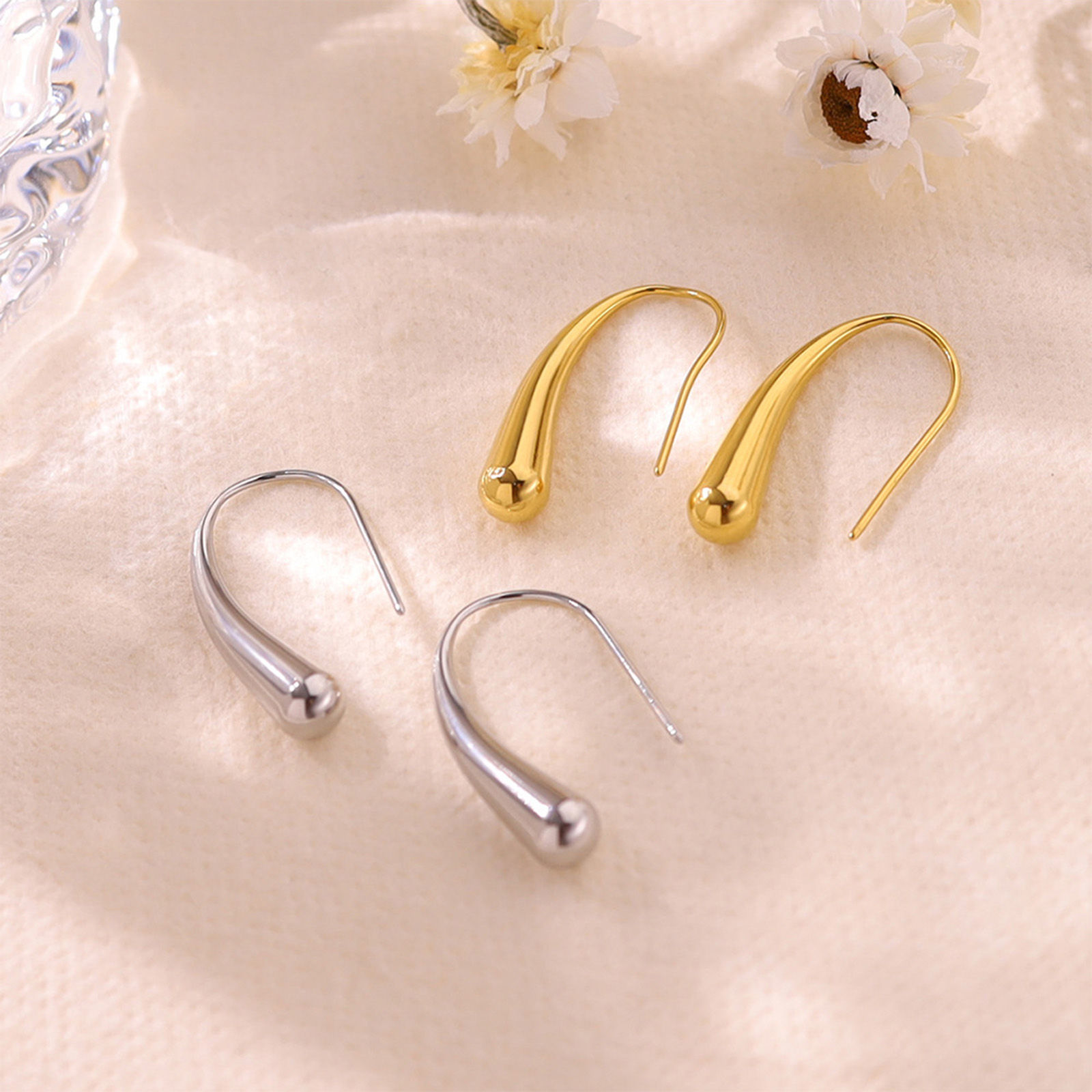 Picture of Eco-friendly Stylish Ins Style Multicolor 304 Stainless Steel Drop Smooth Blank Earrings For Women Party