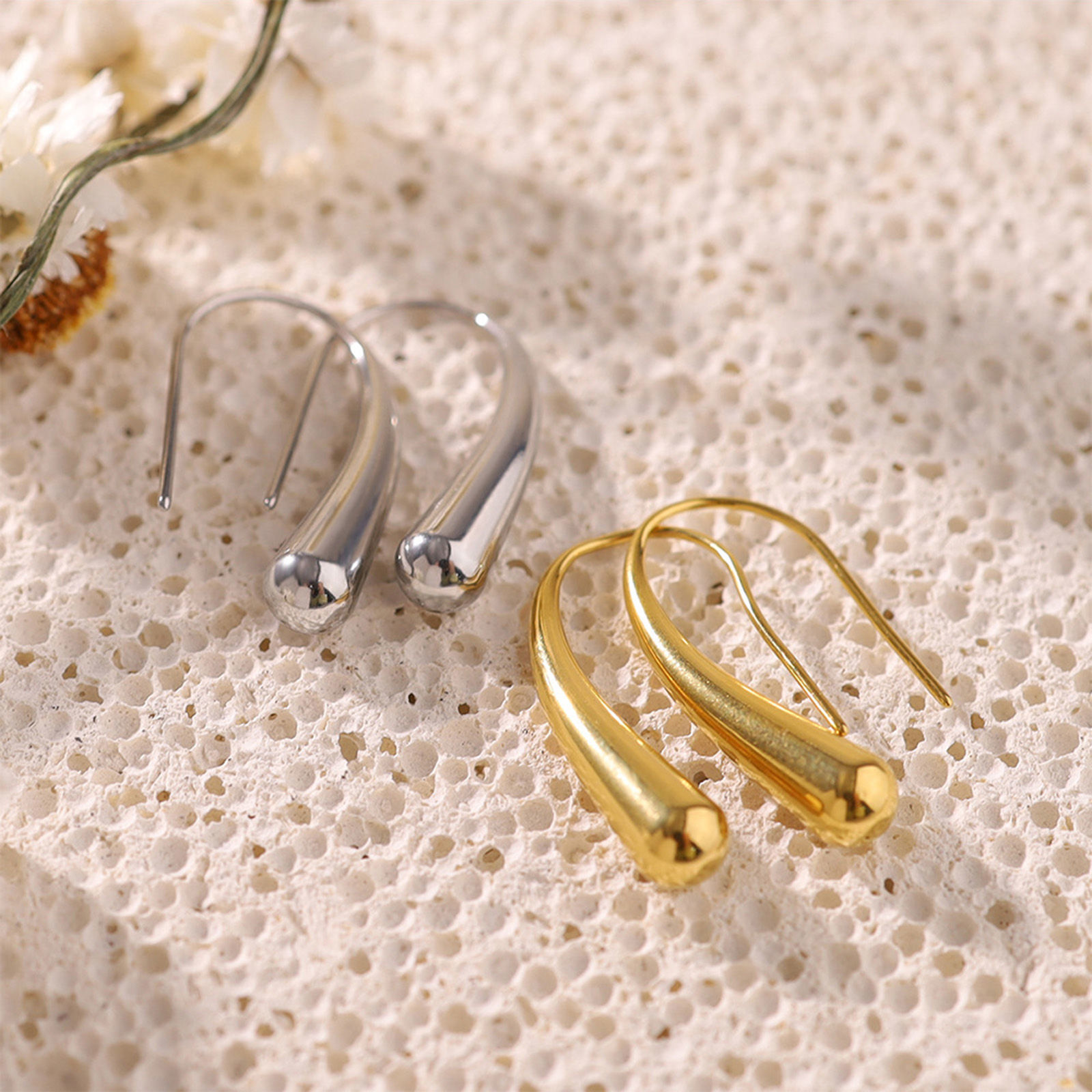 Picture of Eco-friendly Stylish Ins Style Multicolor 304 Stainless Steel Drop Smooth Blank Earrings For Women Party