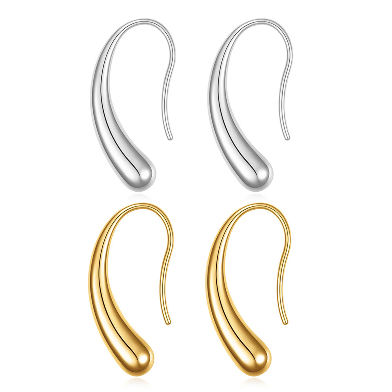 Picture of Vacuum Plating Stylish Simple Multicolor 304 Stainless Steel Curve Drop Smooth Blank Earrings For Women Party