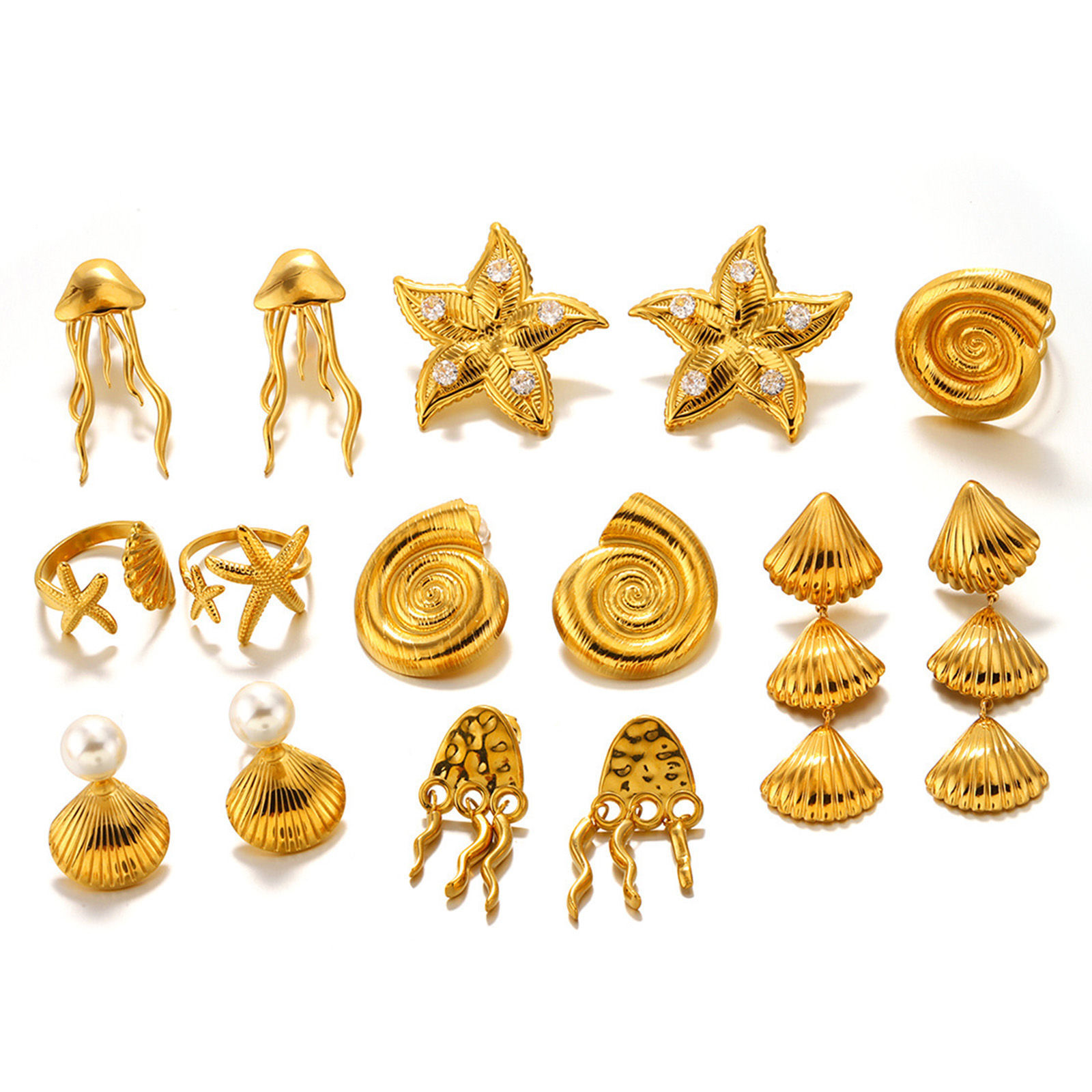 Picture of Vacuum Plating Simple & Casual Ocean Jewelry 18K Gold Plated 304 Stainless Steel Shell Earrings For Women Party