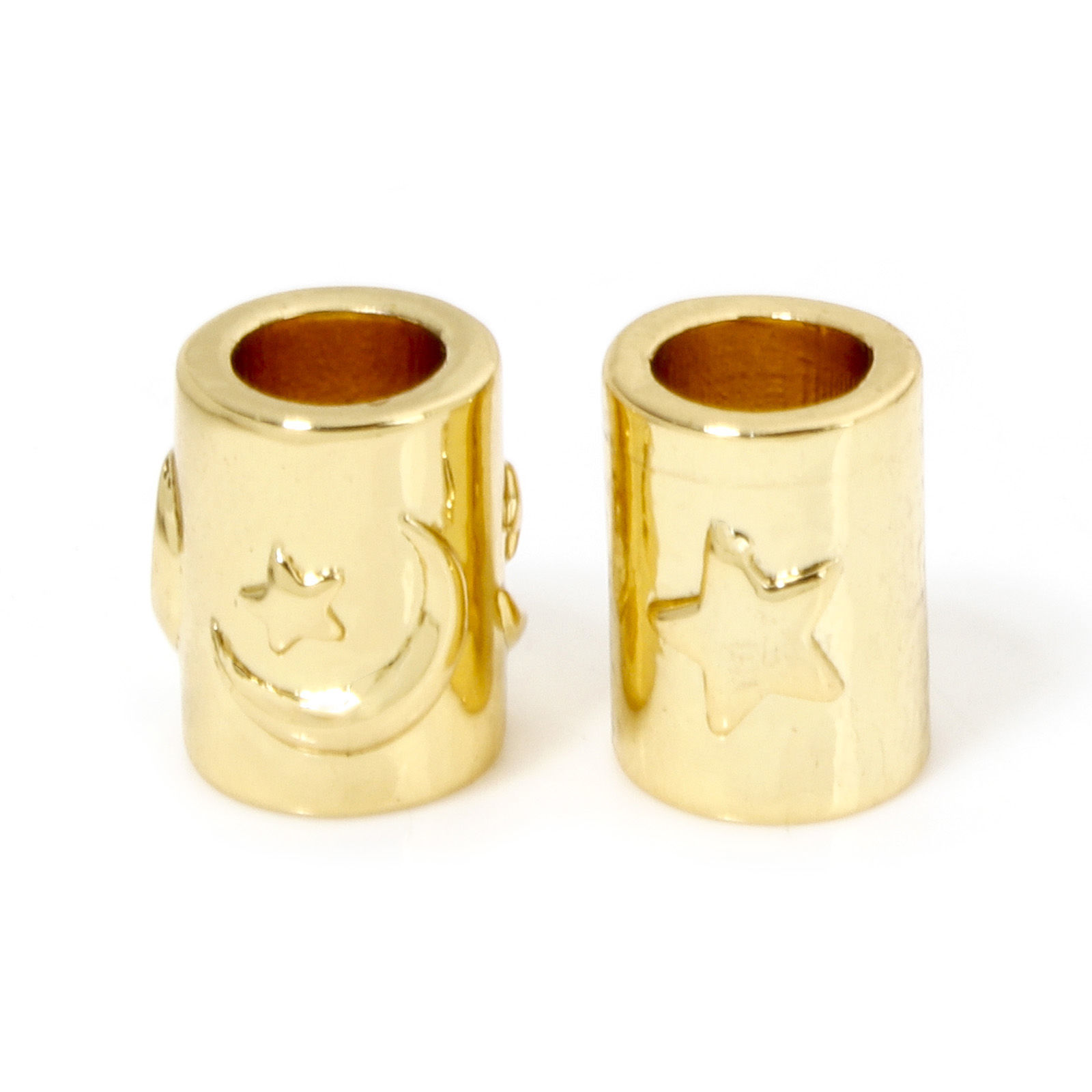 Picture of Eco-friendly Brass Galaxy Beads For DIY Jewelry Making 18K Real Gold Plated Cylinder Star