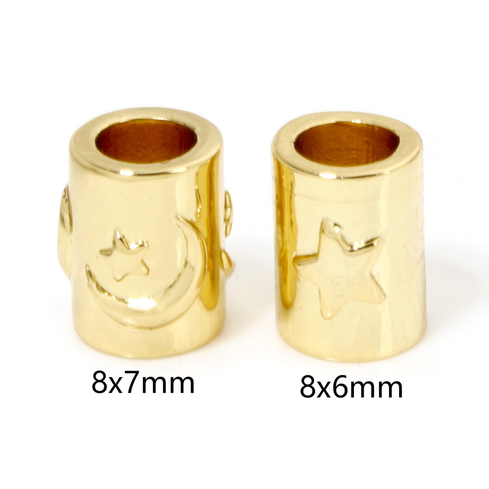 Picture of Eco-friendly Brass Galaxy Beads For DIY Jewelry Making 18K Real Gold Plated Cylinder Star
