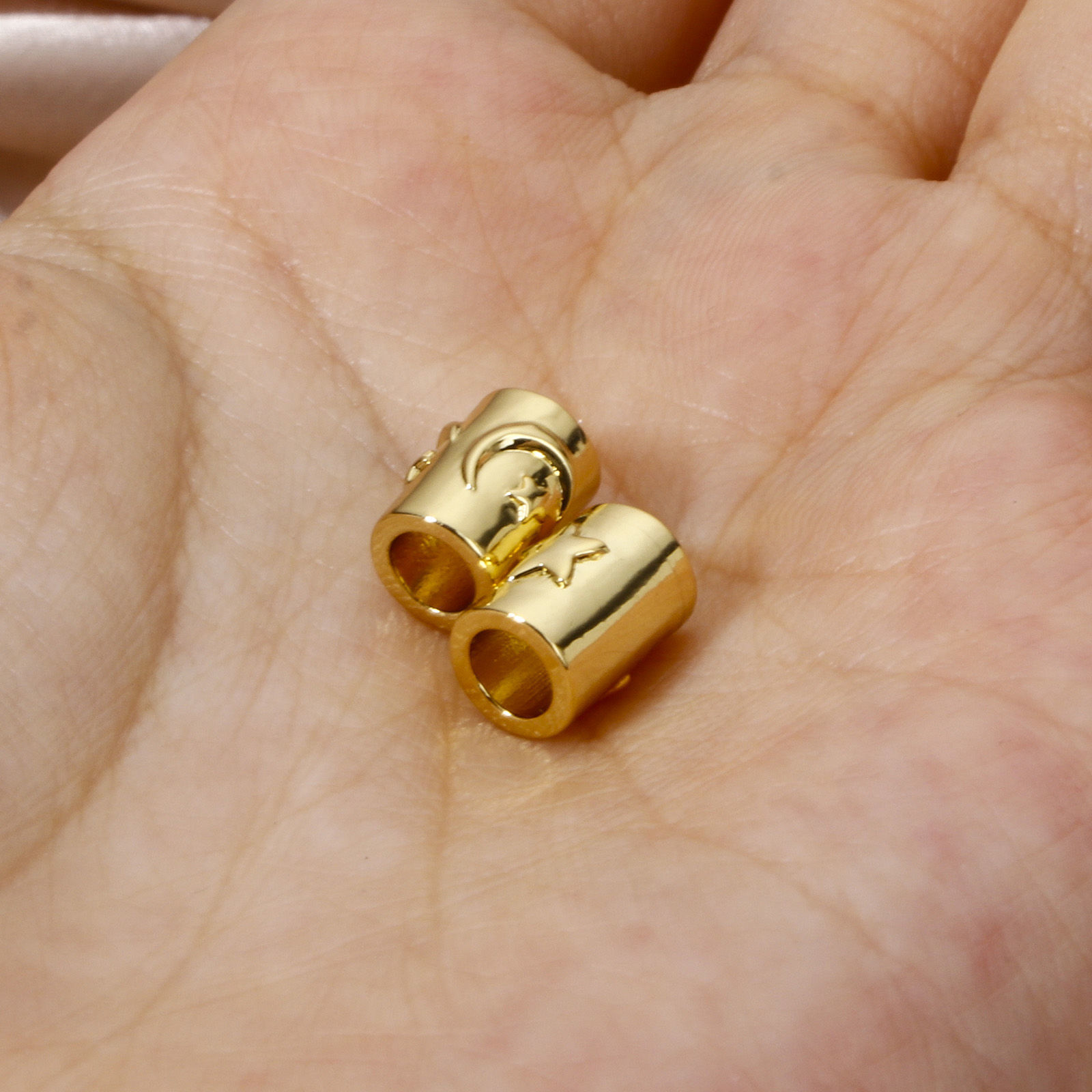 Picture of Eco-friendly Brass Galaxy Beads For DIY Jewelry Making 18K Real Gold Plated Cylinder Star