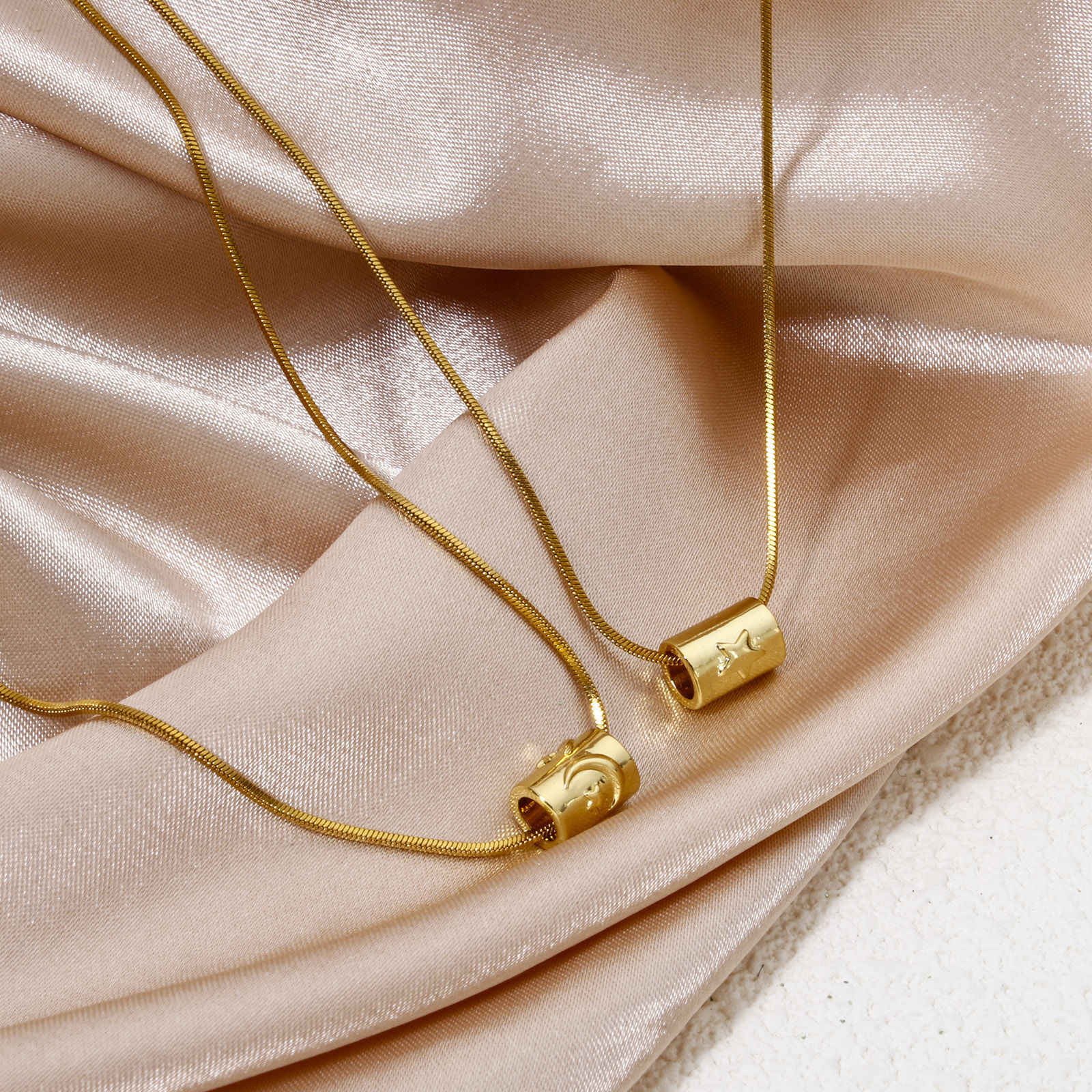 Picture of Eco-friendly Brass Galaxy Beads For DIY Jewelry Making 18K Real Gold Plated Cylinder Star