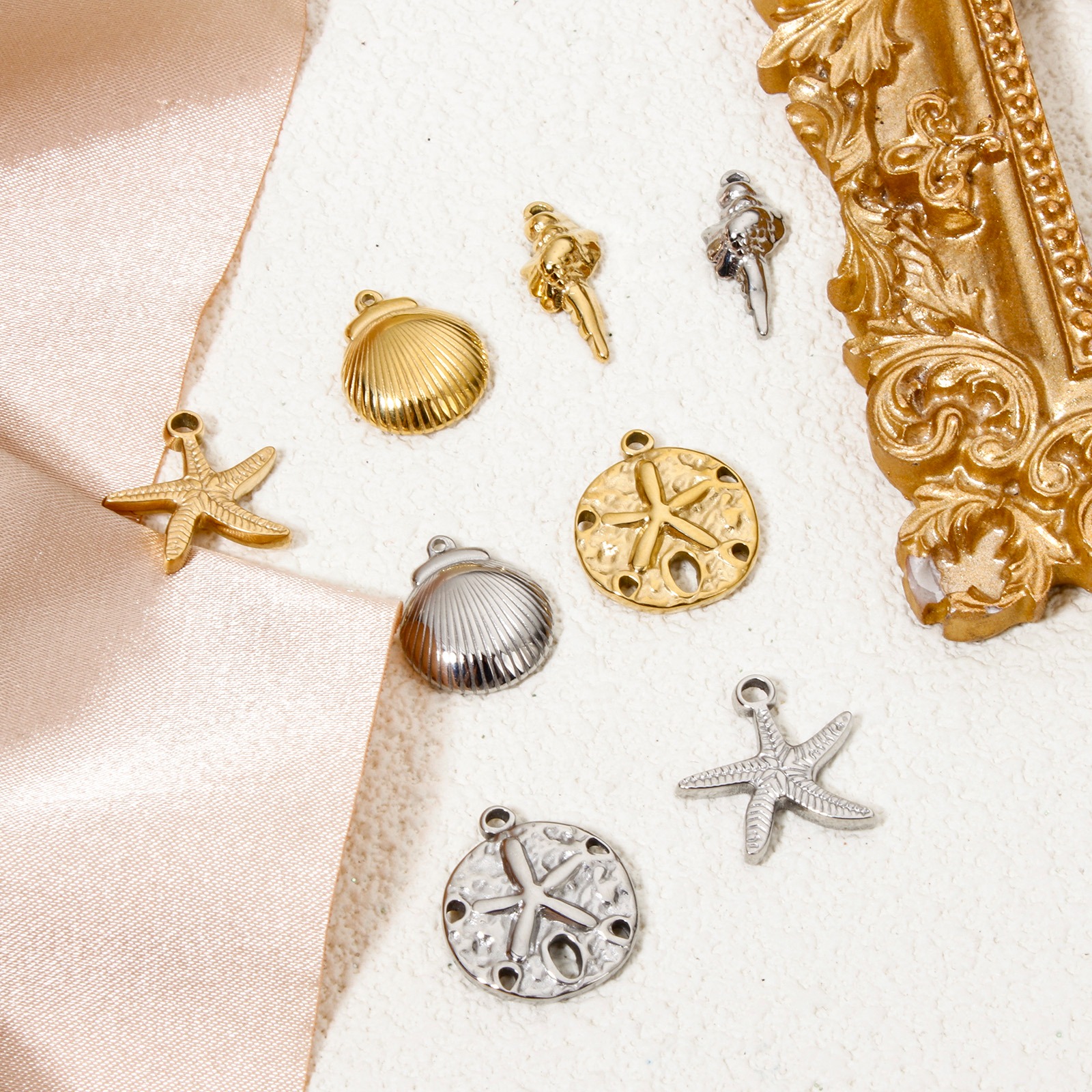 Picture of Eco-friendly Vacuum Plating 304 Stainless Steel Ocean Jewelry Charms Multicolor Star Fish
