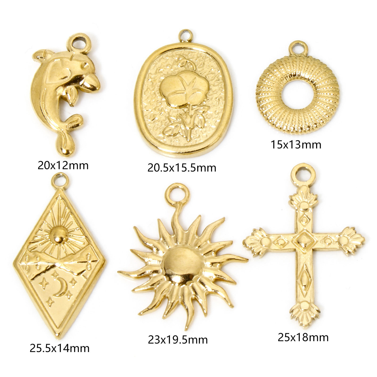 Picture of Vacuum Plating 304 Stainless Steel Simple Charms Gold Plated Circle Ring Stripe