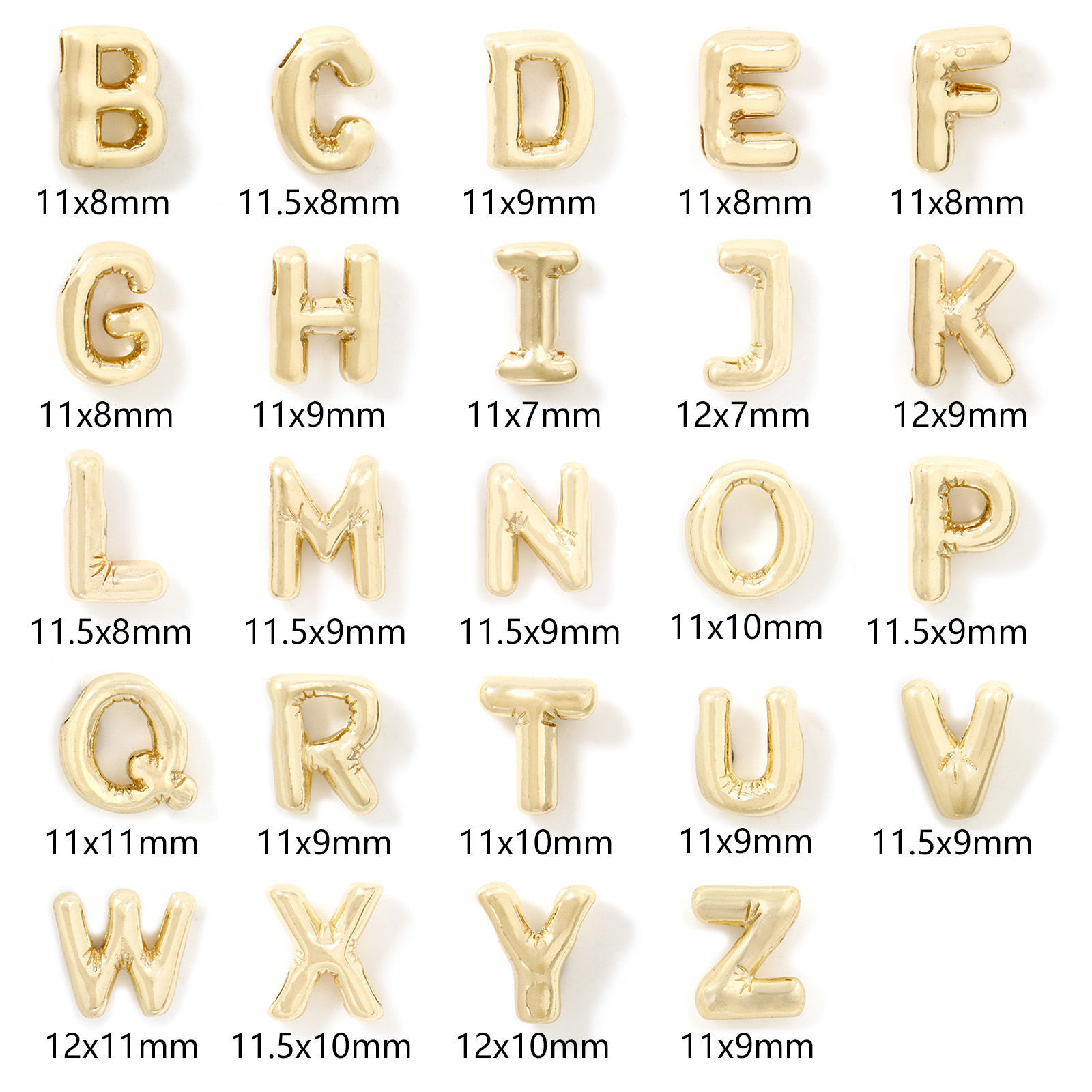 Bild von 1 Stück Umweltfreundlich Messing Charms 14K Echtgold plattiert Großbuchstaben