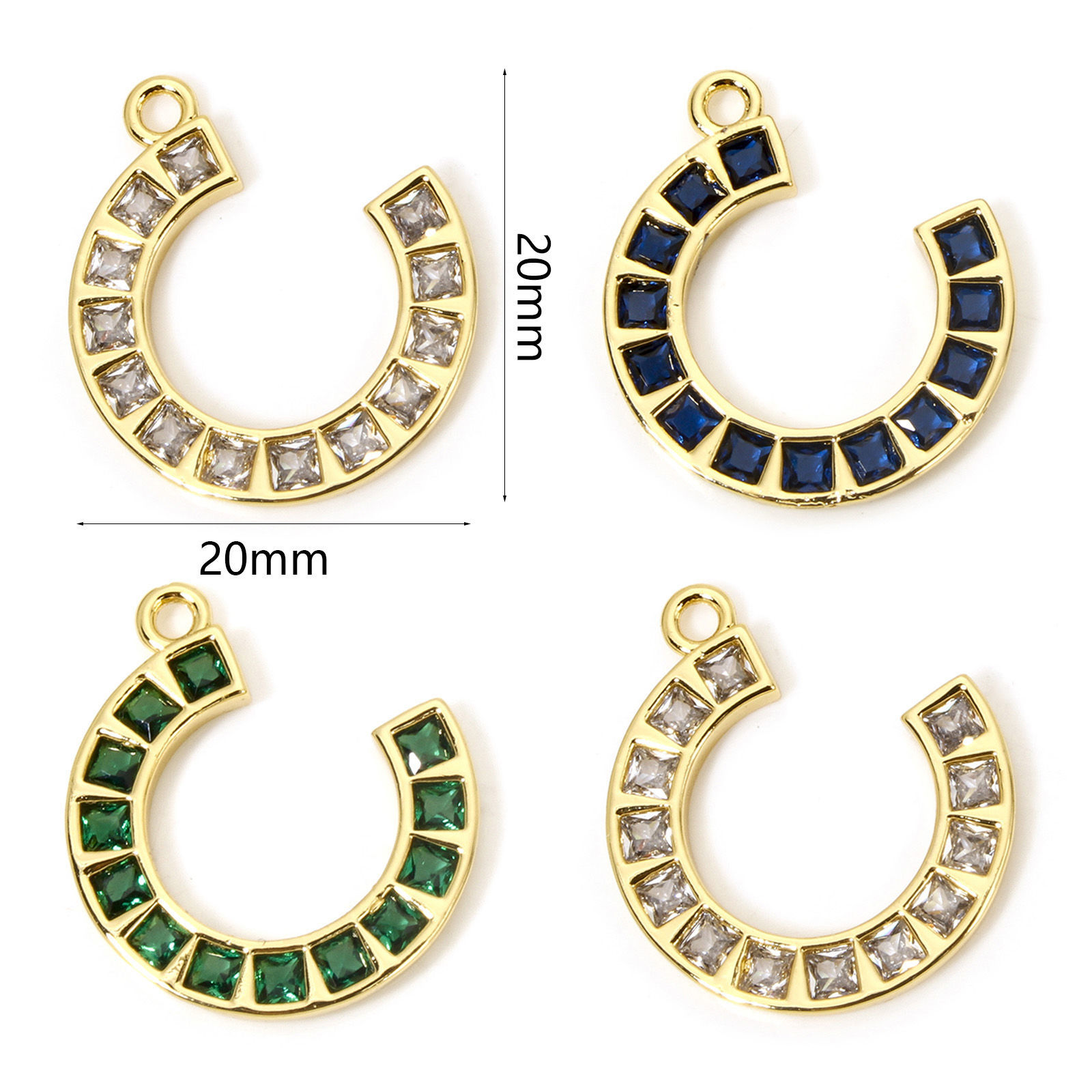 Bild von 1 Stück Umweltfreundlich Messing West-Cowboy Charms 18K Echtgold plattiert Hufeisen Micro Pave 20mm x 20mm