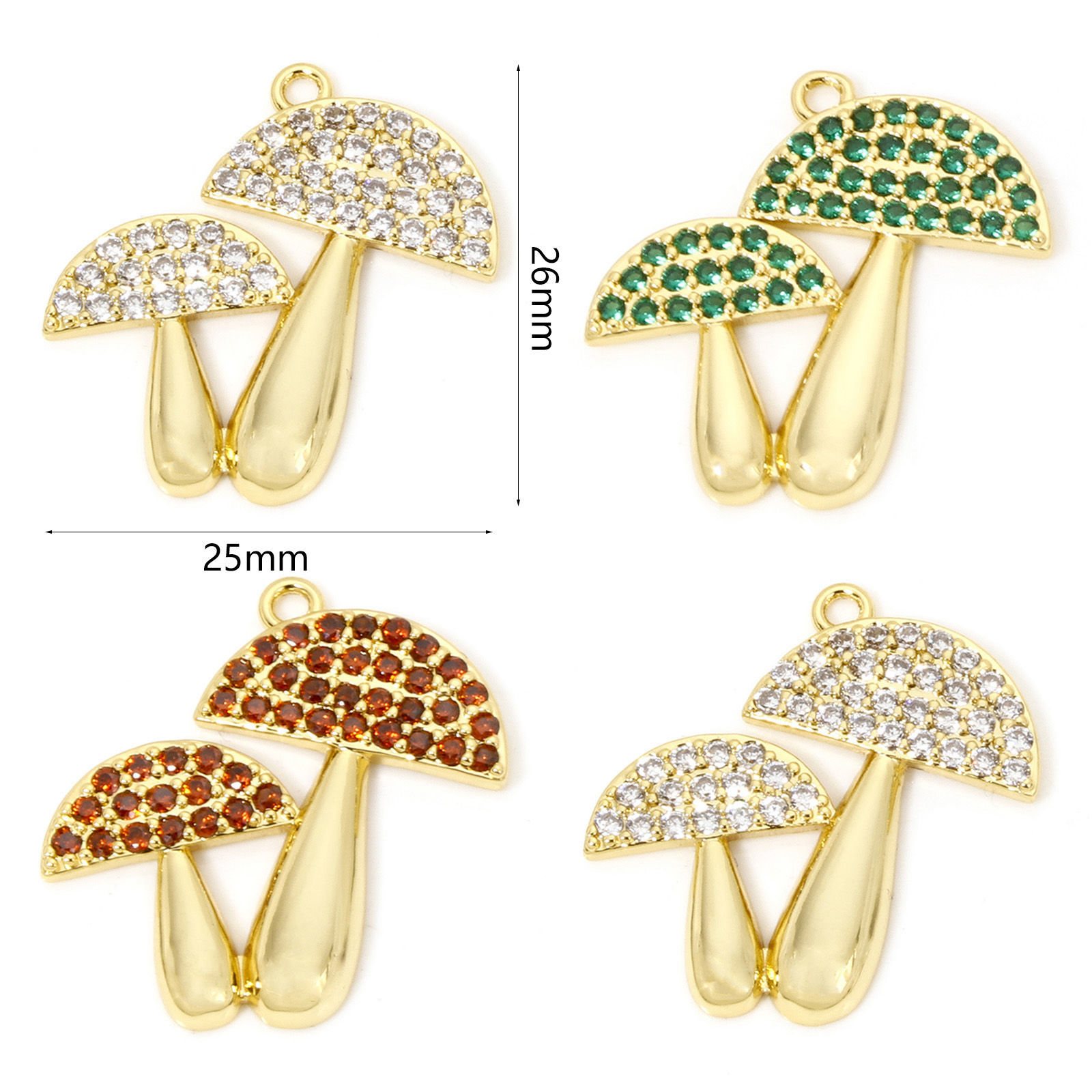 Immagine di 1 Pz Ecologico Ottone Ciondoli Fungo 18K Vero Oro Placcato Micro Spianare 26mm x 25mm