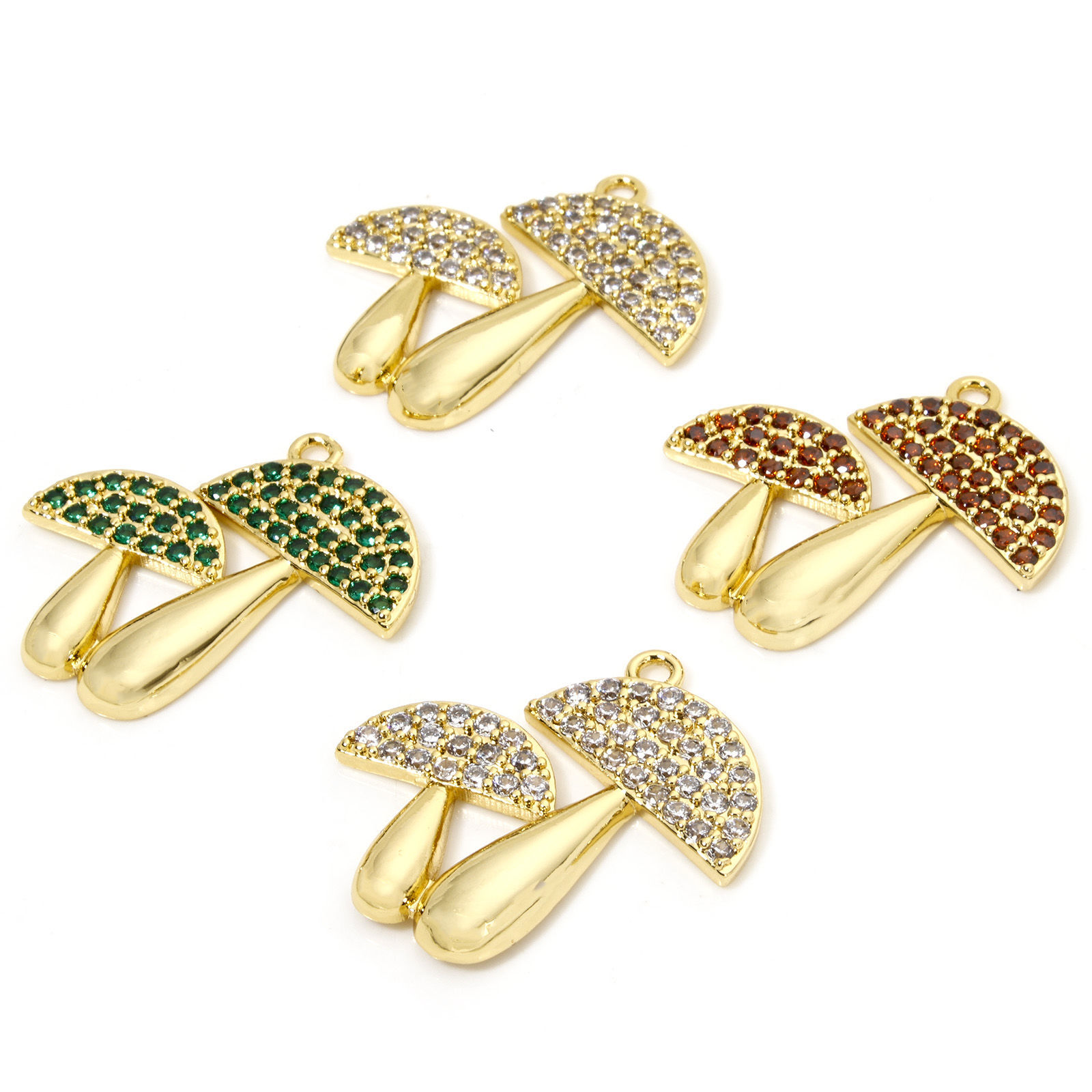 Immagine di 1 Pz Ecologico Ottone Ciondoli Fungo 18K Vero Oro Placcato Micro Spianare 26mm x 25mm