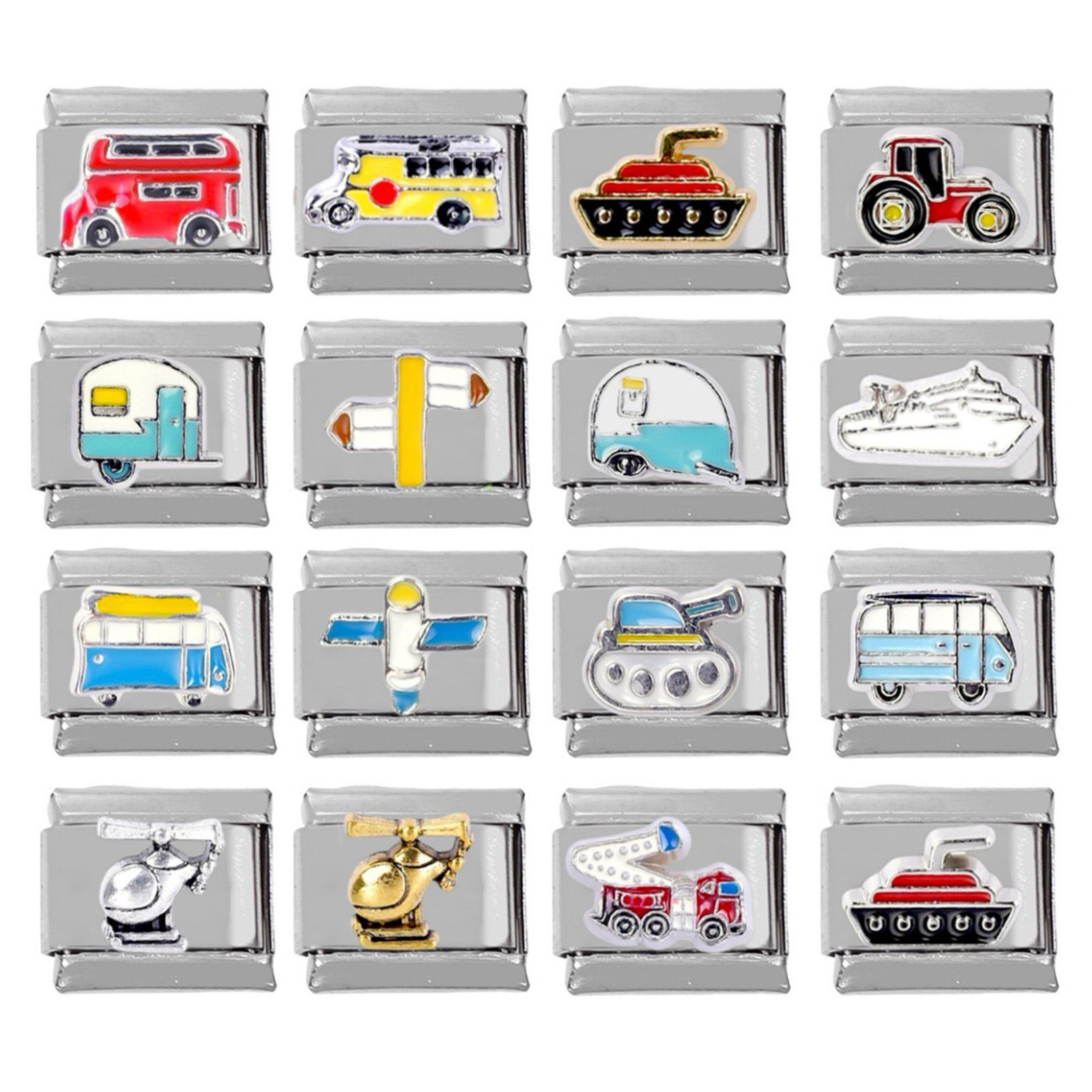 Изображение 1 ШТ Нержавеющая Сталь Очаровательный итальянский браслет со звеньями Изготовление ювелирных изделий своими руками Серебряный Тон Прямоугольник Транспортное средство 10мм x 9мм